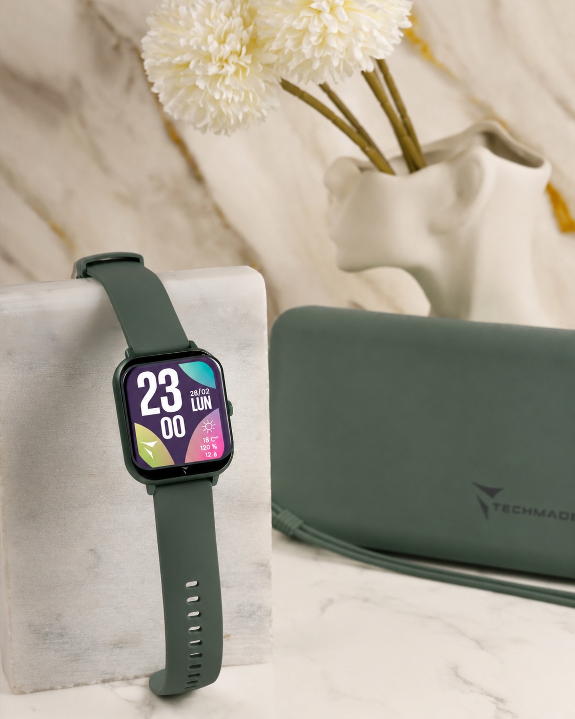Techmade TM-GLOW-DGR zegarek zielony klasyczny Glow pasek