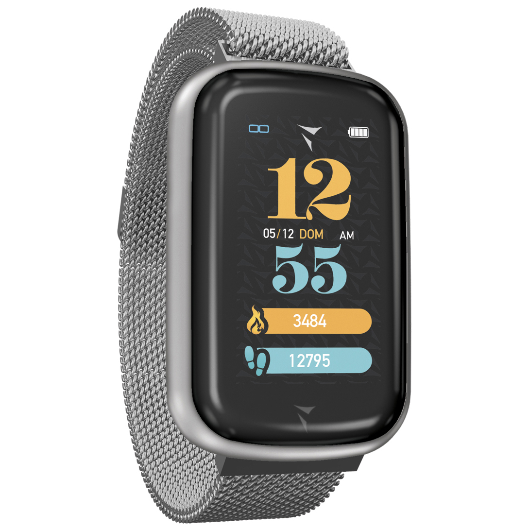Techmade TM-STEPS-MSIL Steps Smartwatch Steps Mesh Silver zegarek męski sportowy z tworzywa sztucznego - miniatura 3