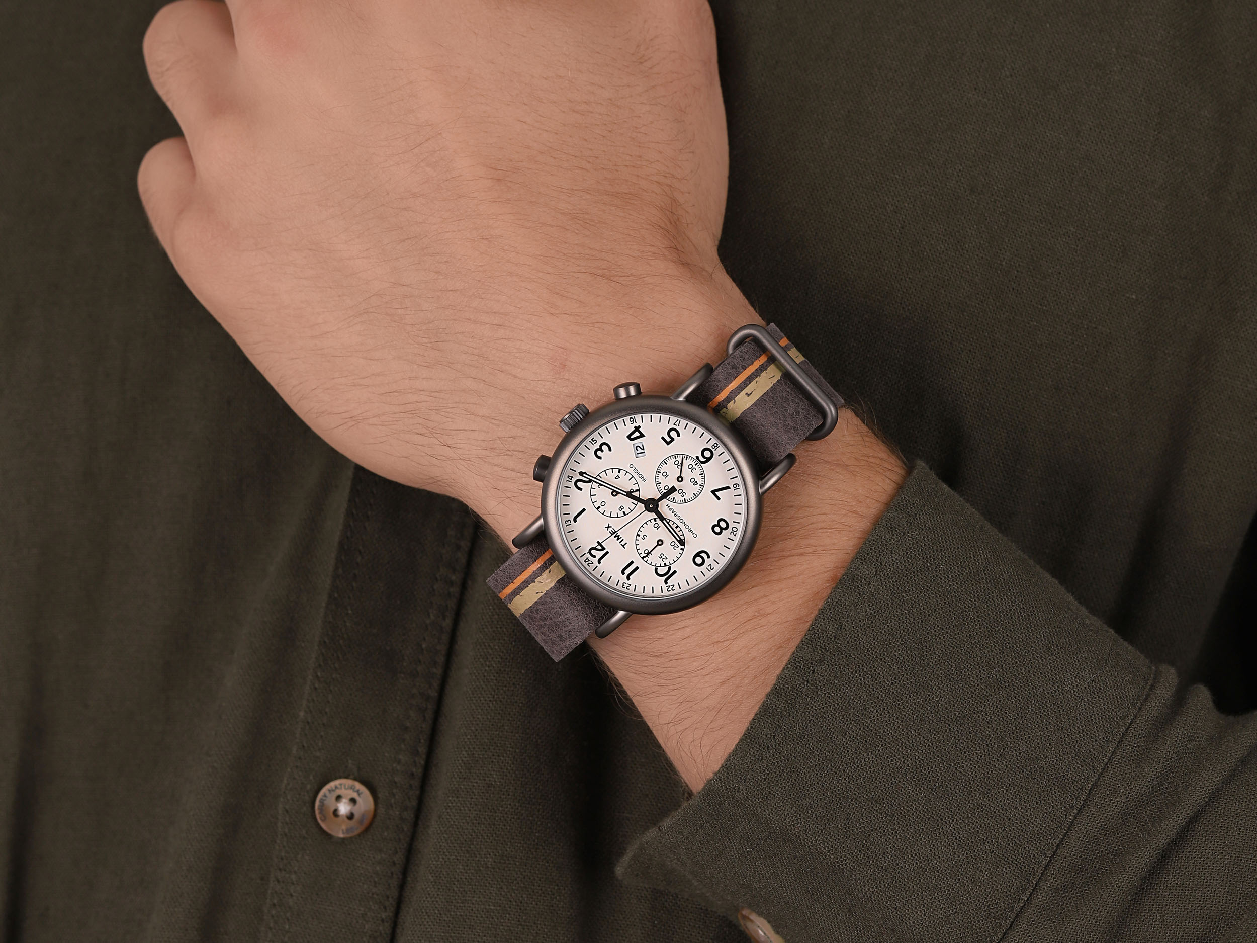 Timex TW2P78000 zegarek brązowy fashion/modowy Weekender pasek - miniatura 4