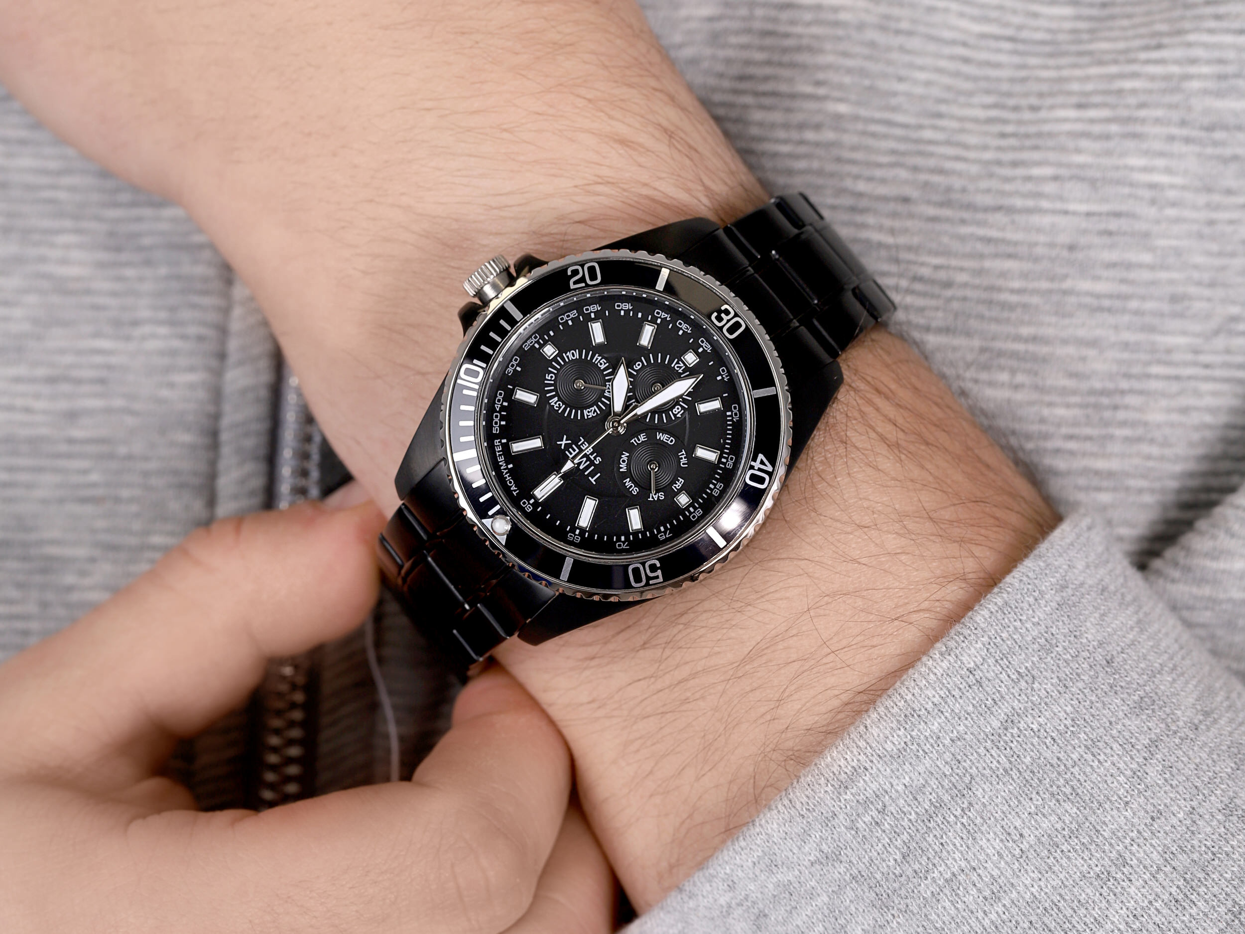 Timex TW2T59000 zegarek czarny klasyczny Multi-Functions bransoleta - miniatura 4