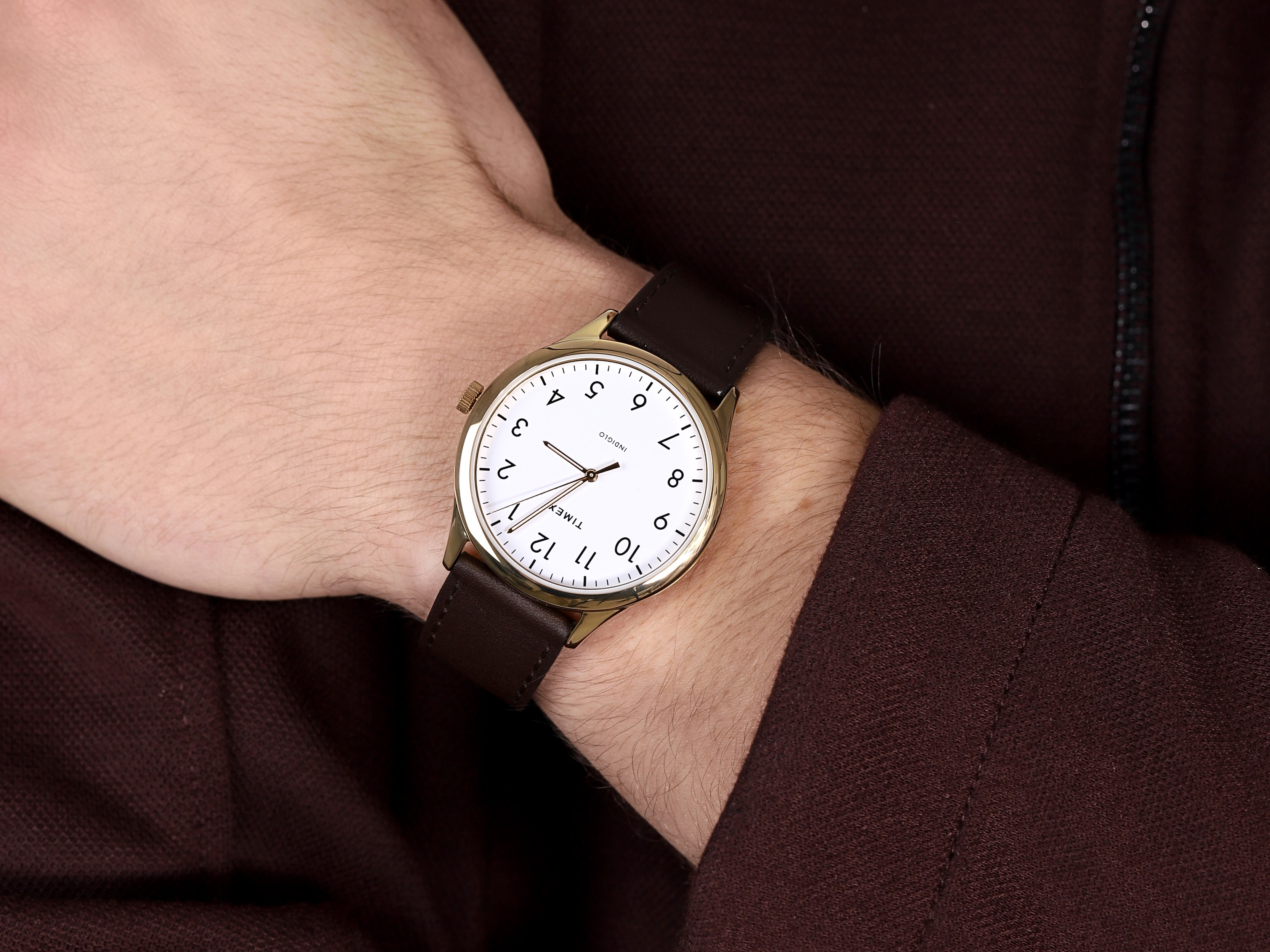 Timex TW2T71600 zegarek złoty klasyczny Easy Reader pasek - miniatura 4