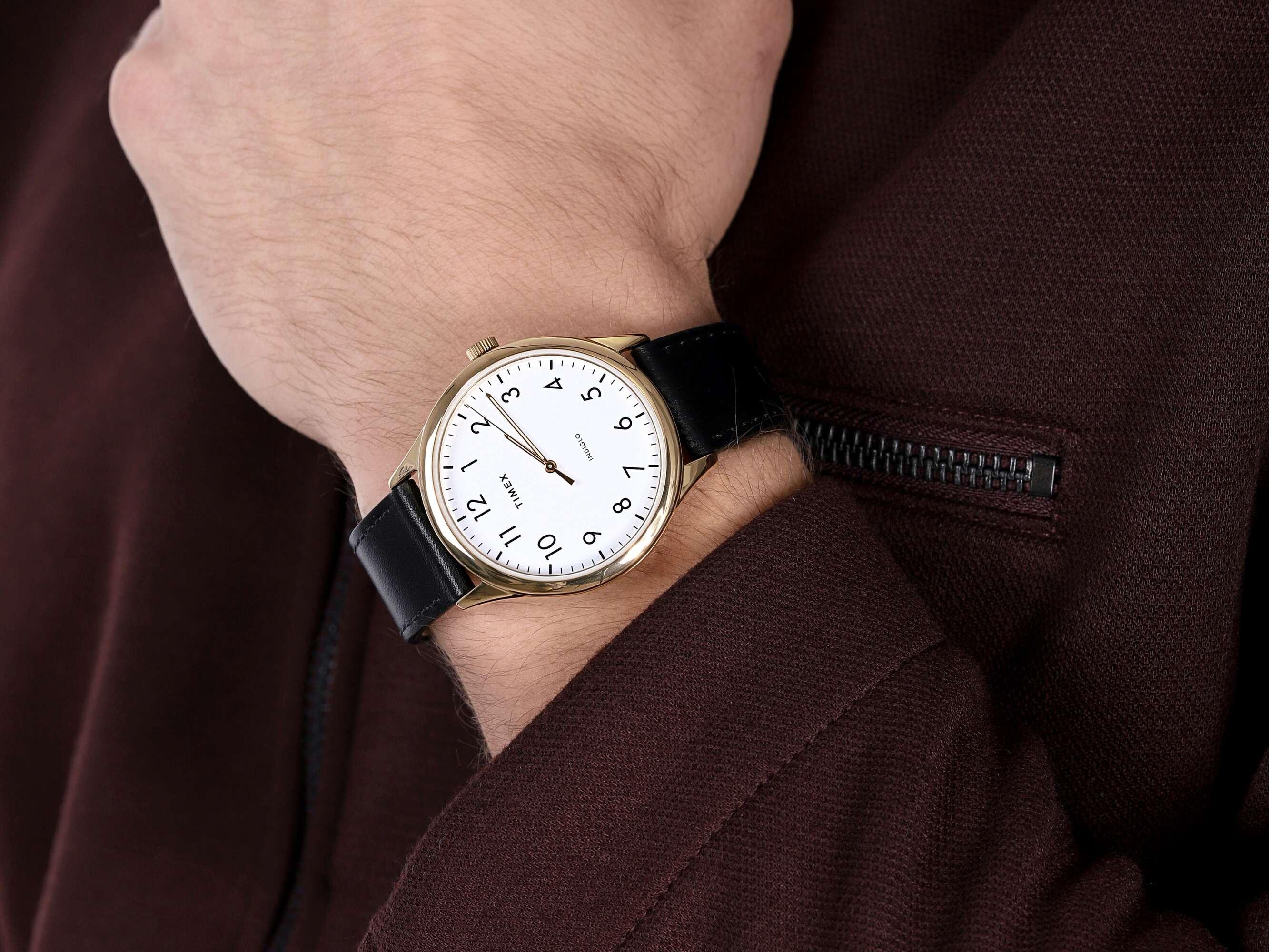 Timex TW2T71700 zegarek złoty klasyczny Easy Reader pasek - miniatura 4
