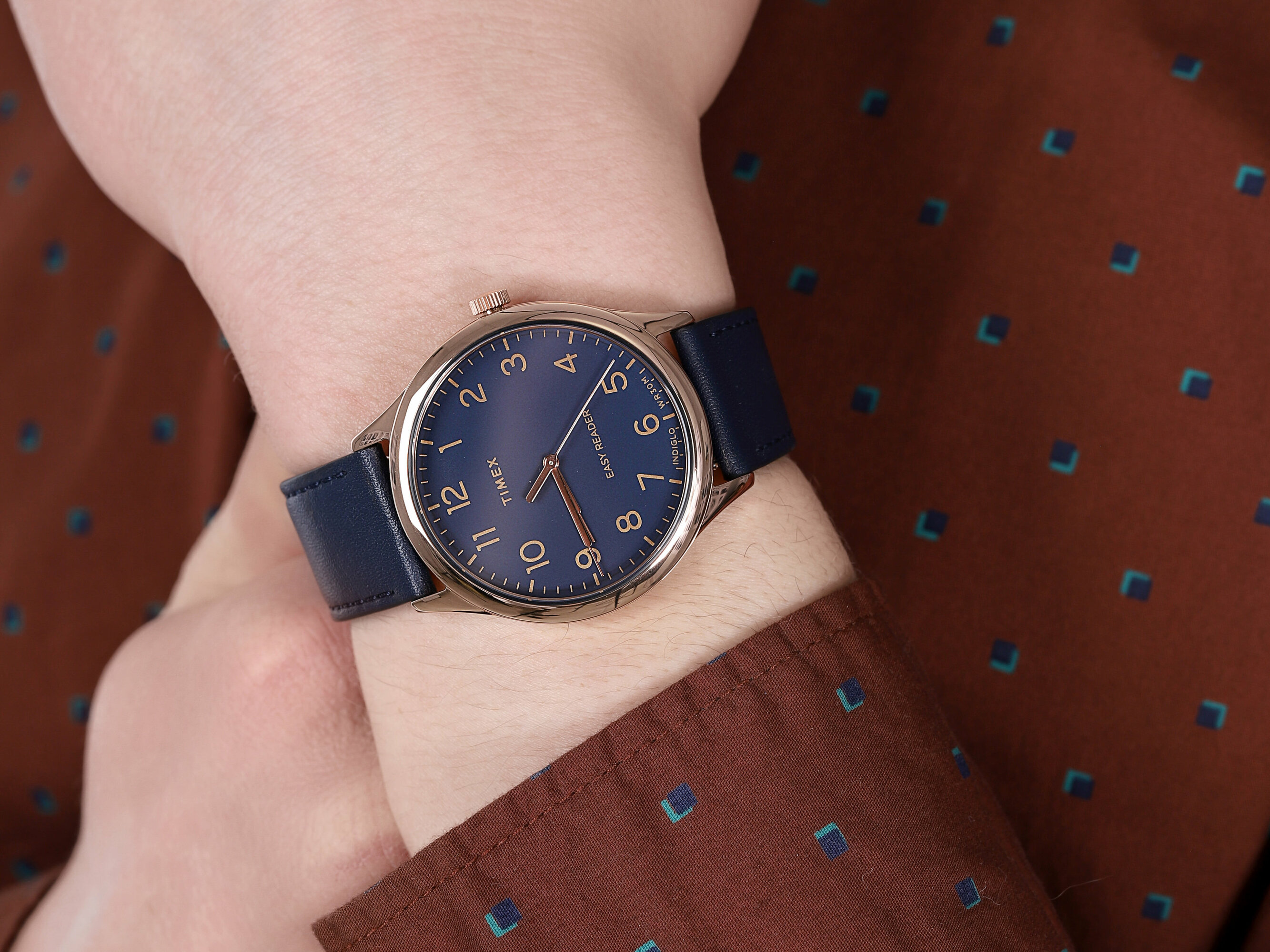 Timex TW2U22400 zegarek różowe złoto klasyczny Easy Reader pasek - miniatura 4