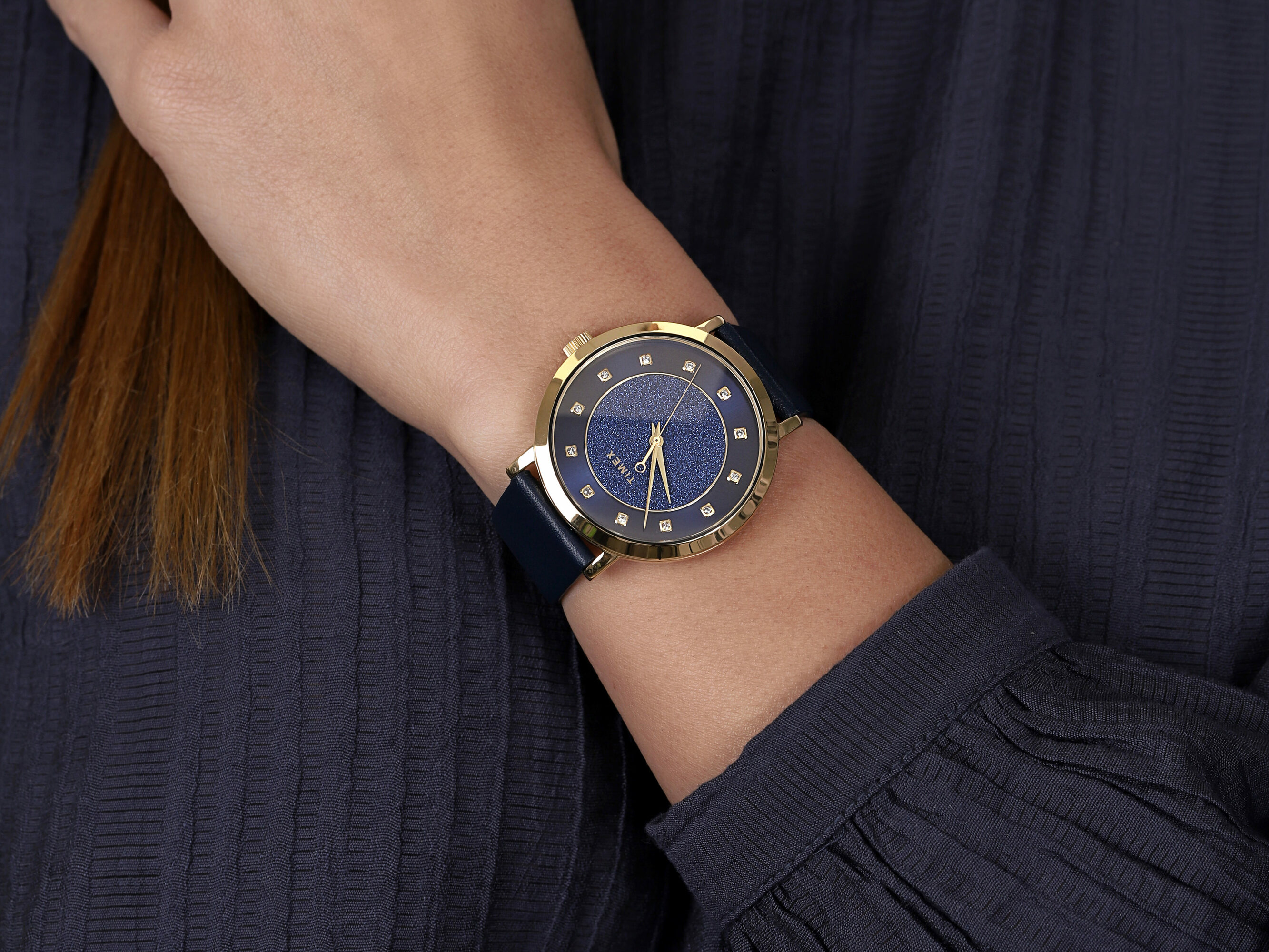Timex TW2U41100 zegarek złoty klasyczny Celestial Opulence pasek