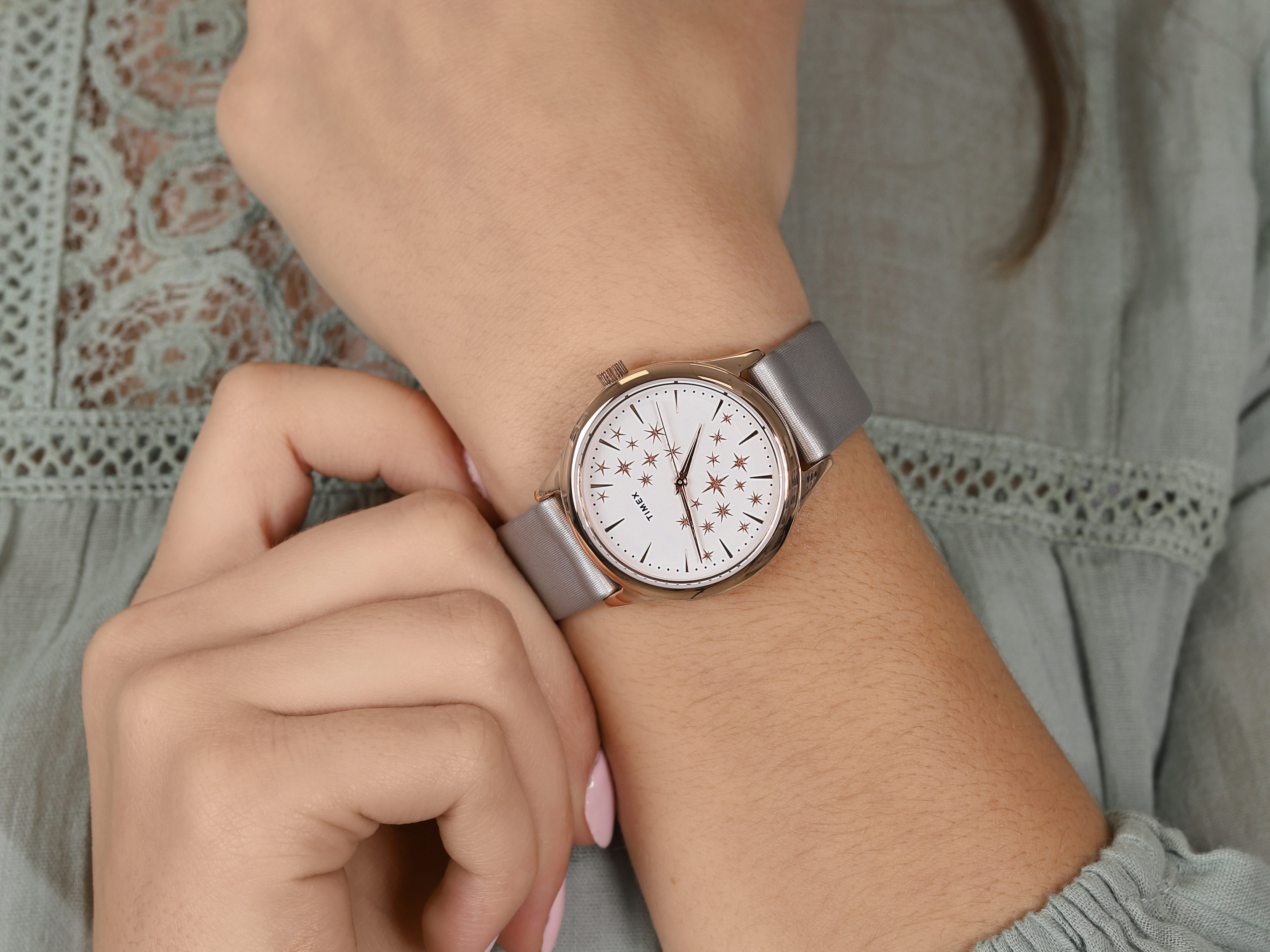 Timex TW2U57200 zegarek różowe złoto klasyczny Starstruck pasek - miniatura 4
