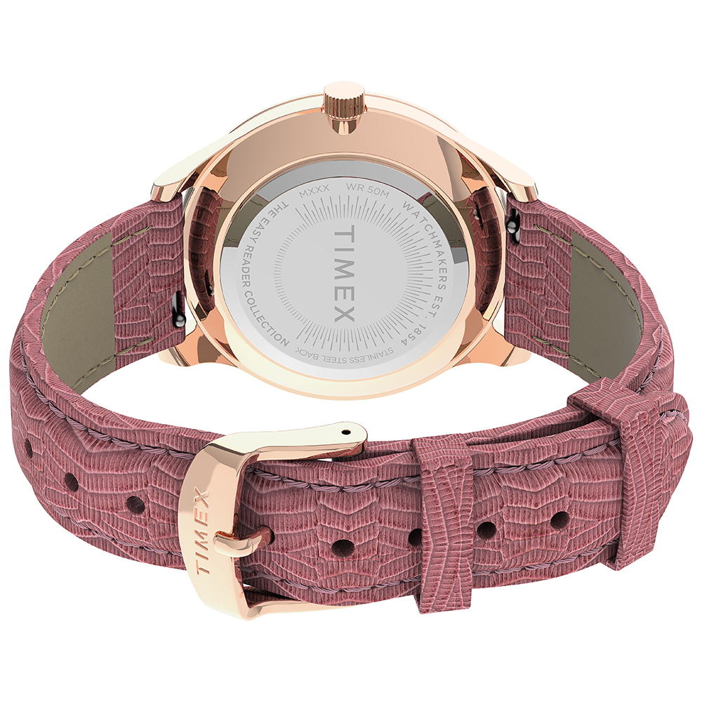 Timex TW2U81000 zegarek złoty klasyczny Easy Reader pasek - miniatura 5