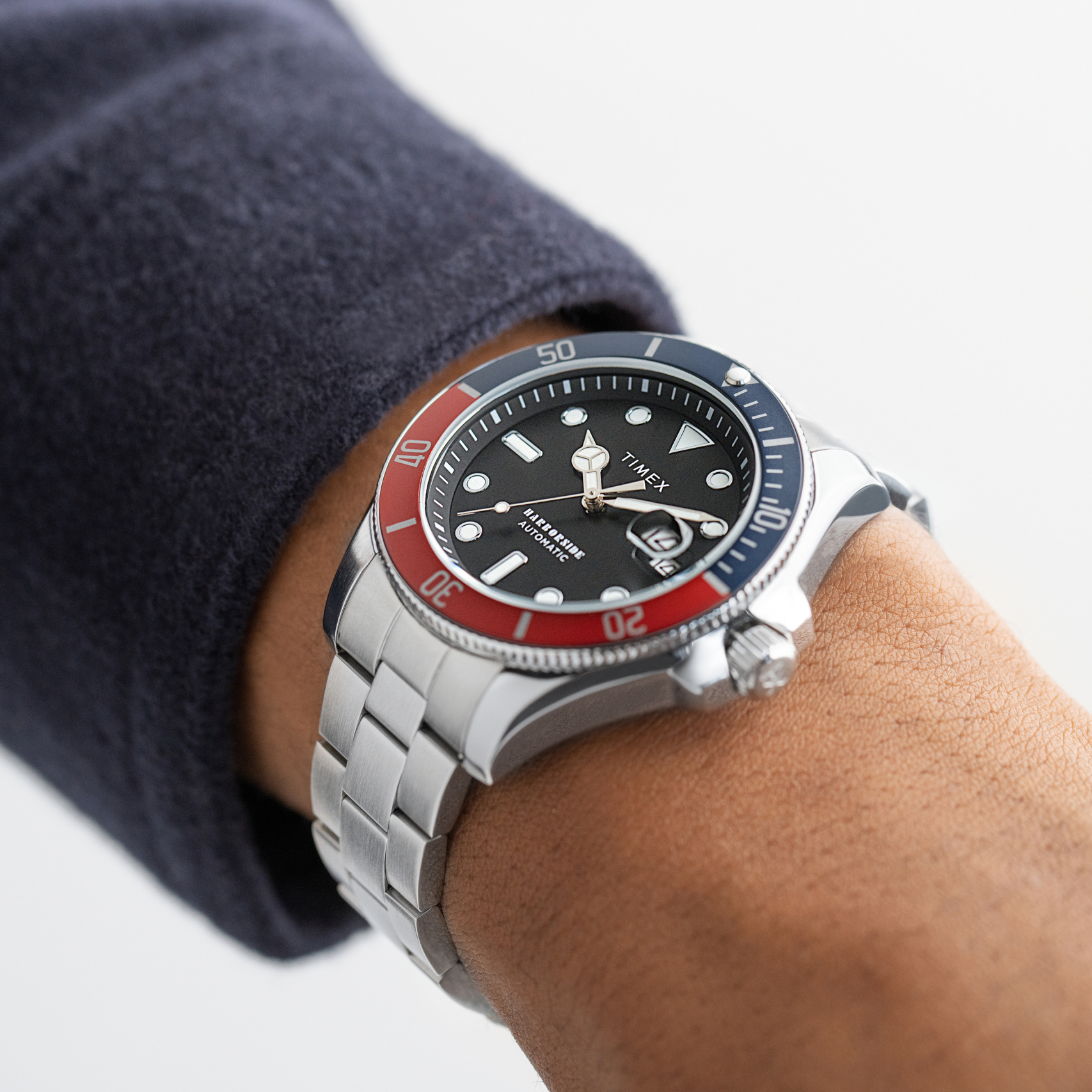 Timex TW2V72100 Harborside Coast Automatic 43mm Stainless Steel Bracelet Harborside klasyczny zegarek srebrny - miniatura 9