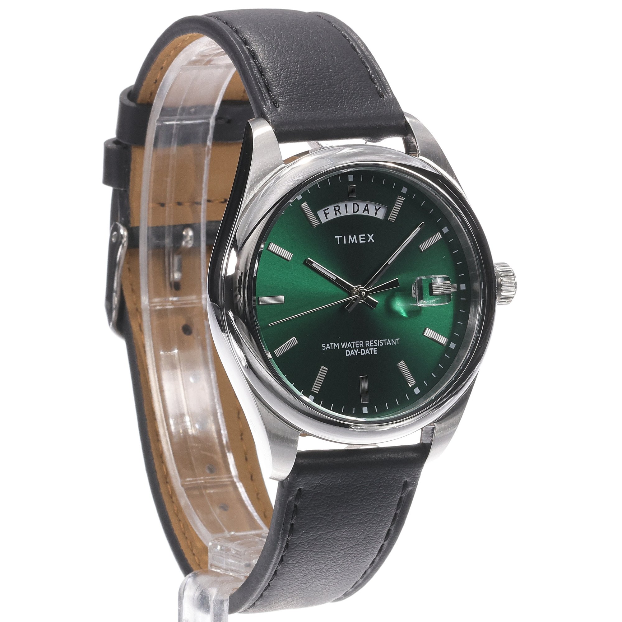 Timex TW2W57300 Legacy Eco Leather Strap Green 41mm Legacy klasyczny zegarek srebrny - miniatura 9