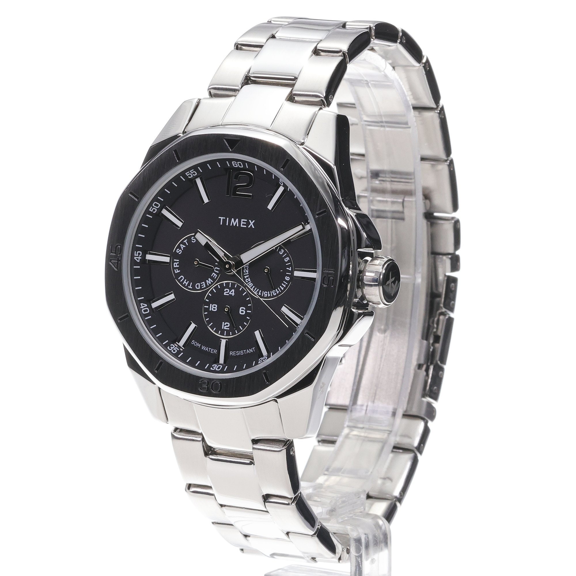 Timex TW2W79900 Essex Multifunction Stainless Steel 46mm Essex Avenue sportowy zegarek srebrny - miniatura 2