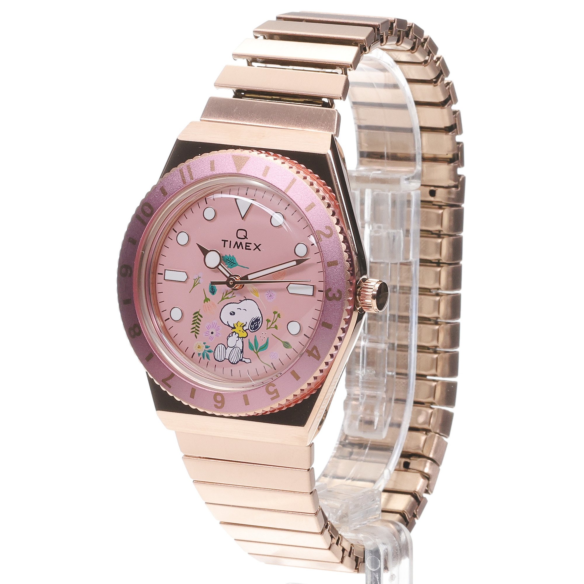 Timex TW2W83800 x Peanuts Q Timex In Bloom 36mm Stainless Steel Expansion Band Q Timex fashion-modowy zegarek różowe złoto