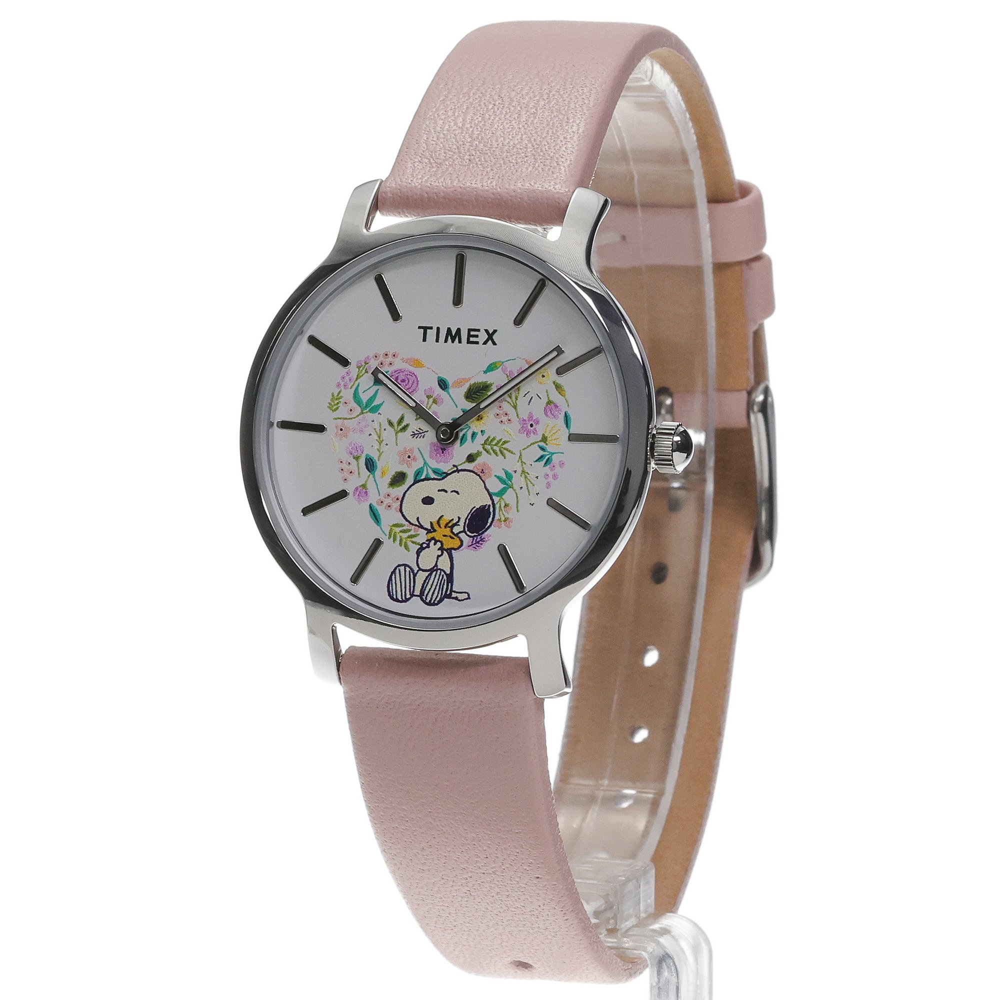 Timex TW2W85100 Timex x Peanuts Transcend In Bloom 34mm Leather Strap Transcend klasyczny zegarek srebrny - miniatura 2
