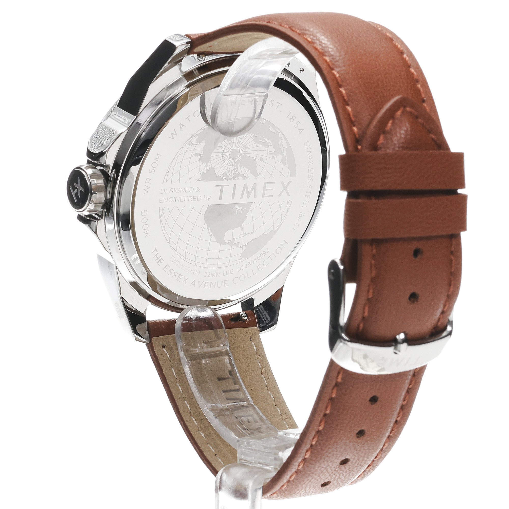 Timex TW2W92800 Trend Essex Day Date 46mm Leather Strap zegarek męski klasyczny mineralne