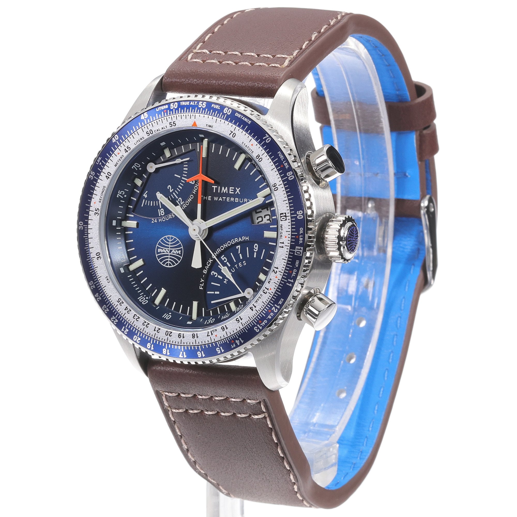 Timex TW2W97200 Fly Back Chronograph x Pan Am Waterbury lotniczy zegarek srebrny - miniatura 2