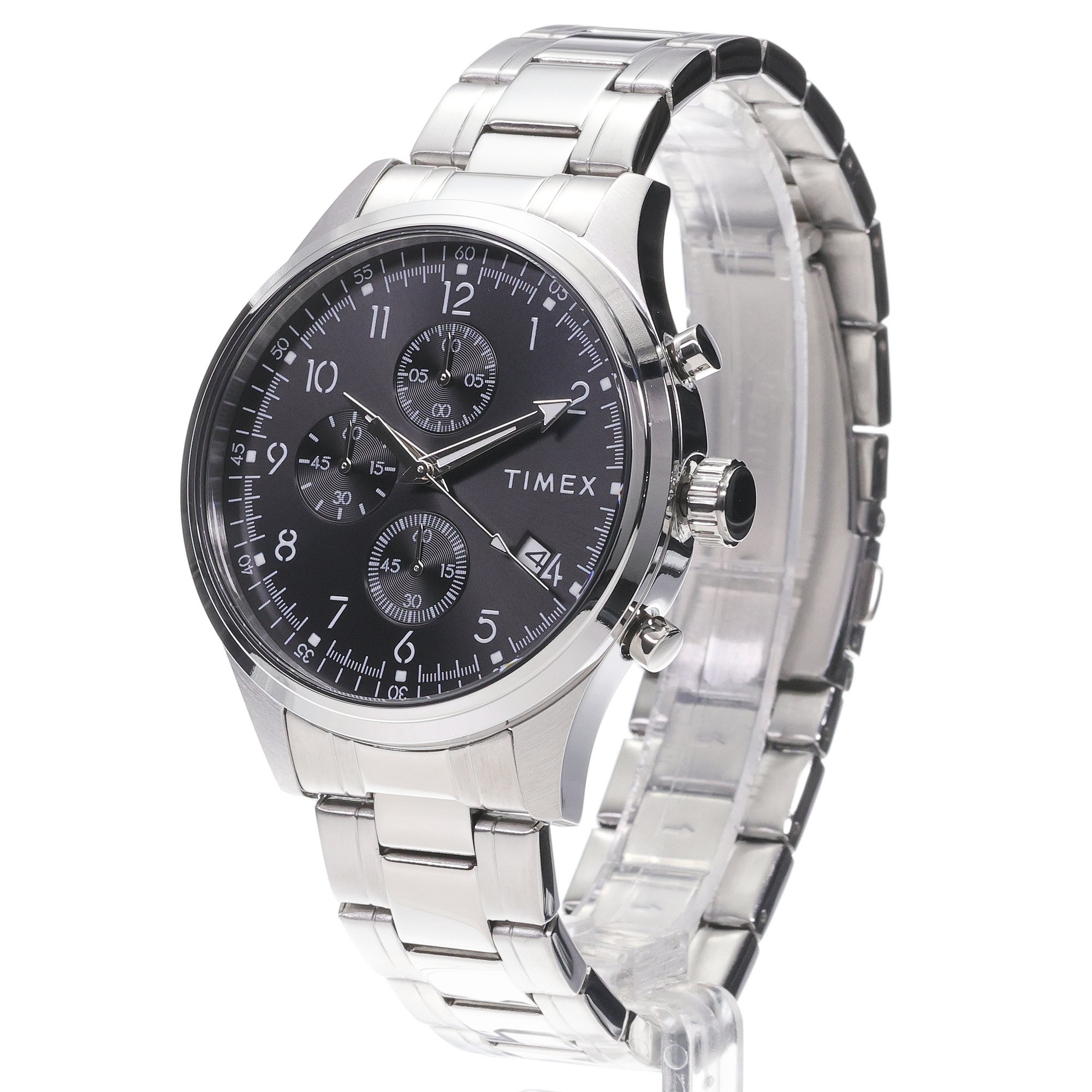 Timex TW2Y01400 Dress Chronograph 43mm Stainless Steel Bracelet Dress sportowy zegarek srebrny