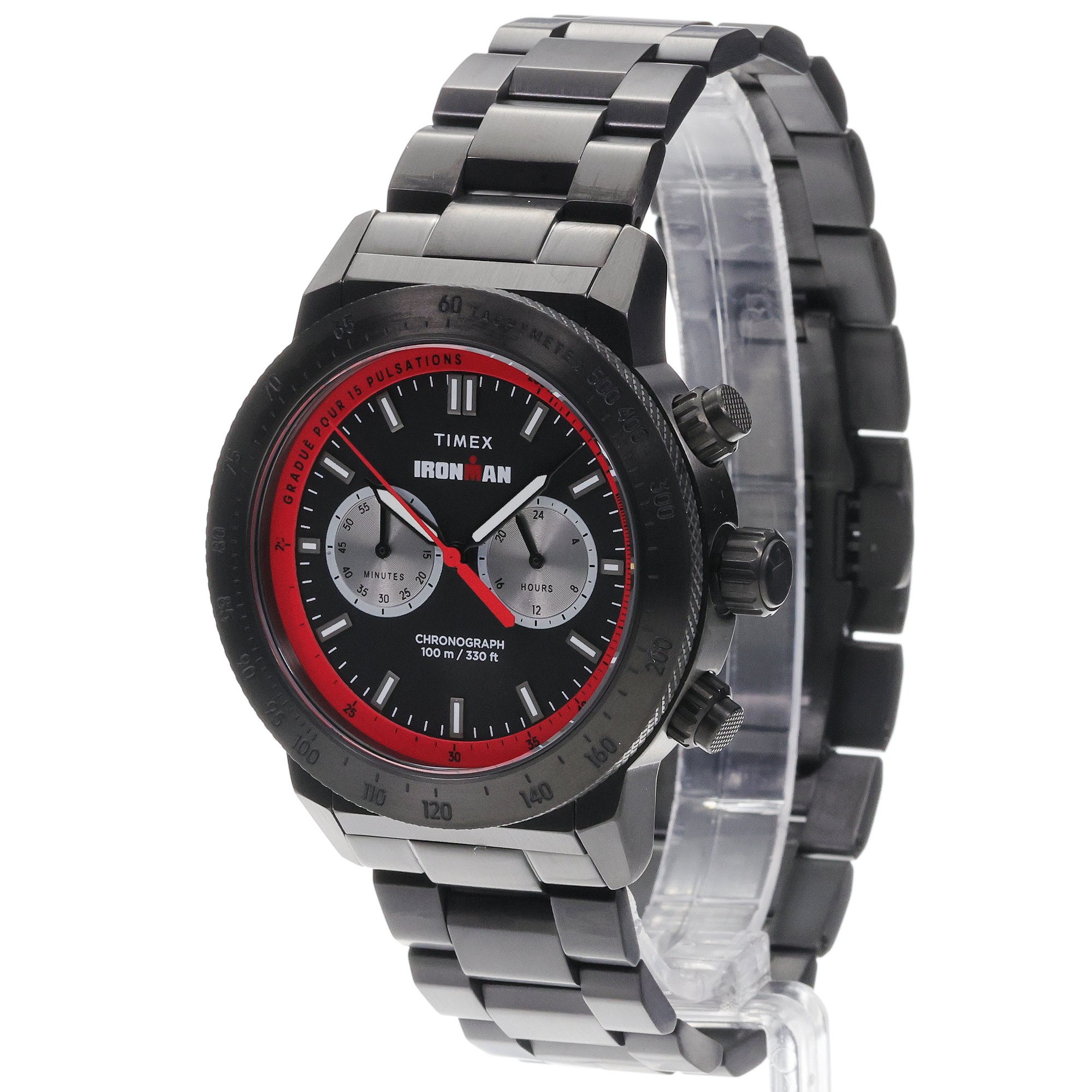 Timex TW2Y02000 IRONMAN Challenger Chronograph 44mm Stainless Steel Bracelet Ironman sportowy zegarek szary
