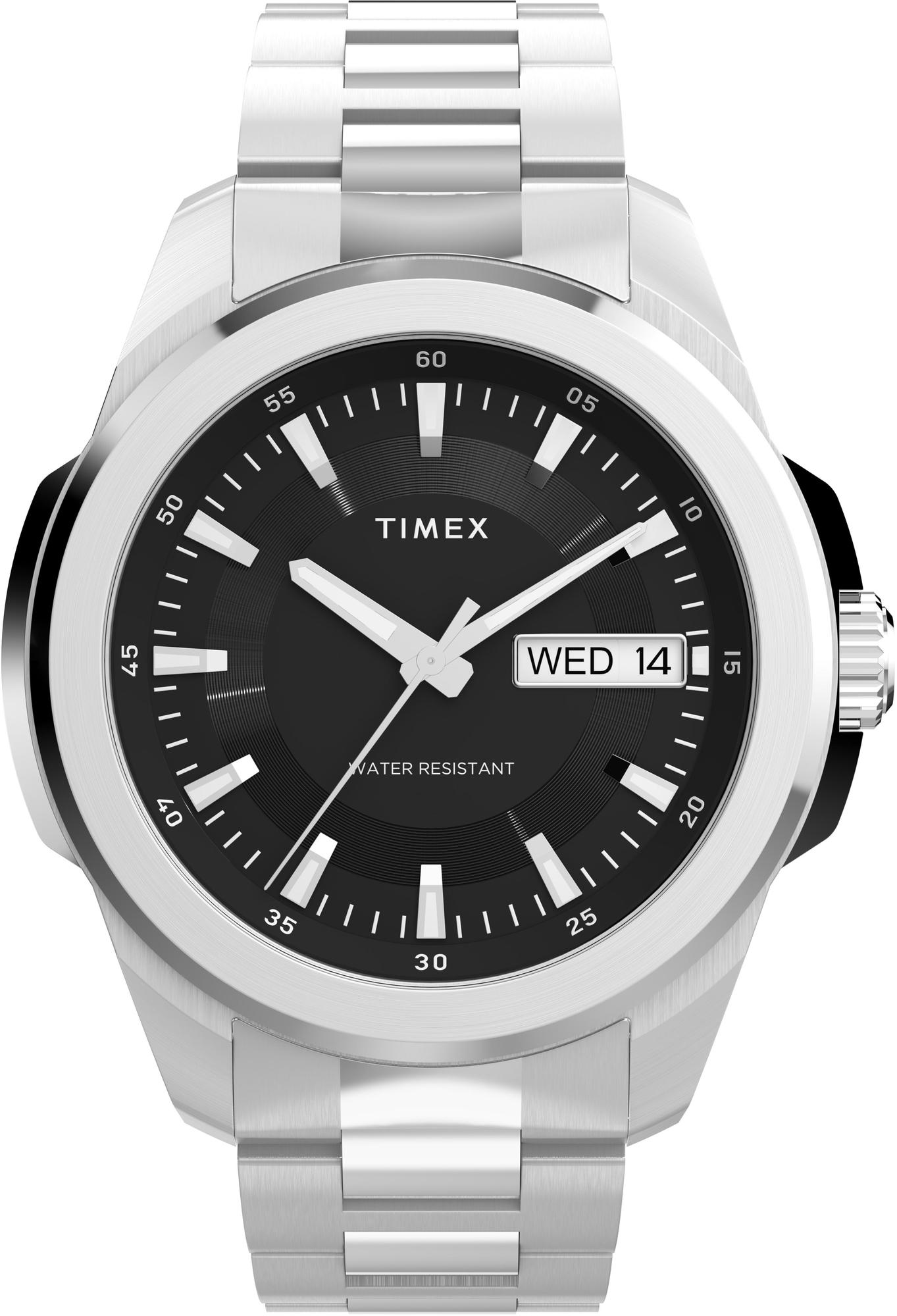 Timex TW2Y21000 Essex Day and Date 45mm Stainless Steel Bracelet Watch