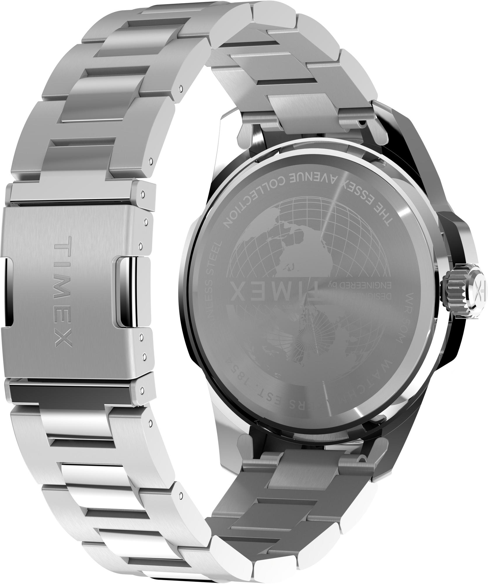 Timex TW2Y21000 Essex Day and Date 45mm Stainless Steel Bracelet Watch zegarek