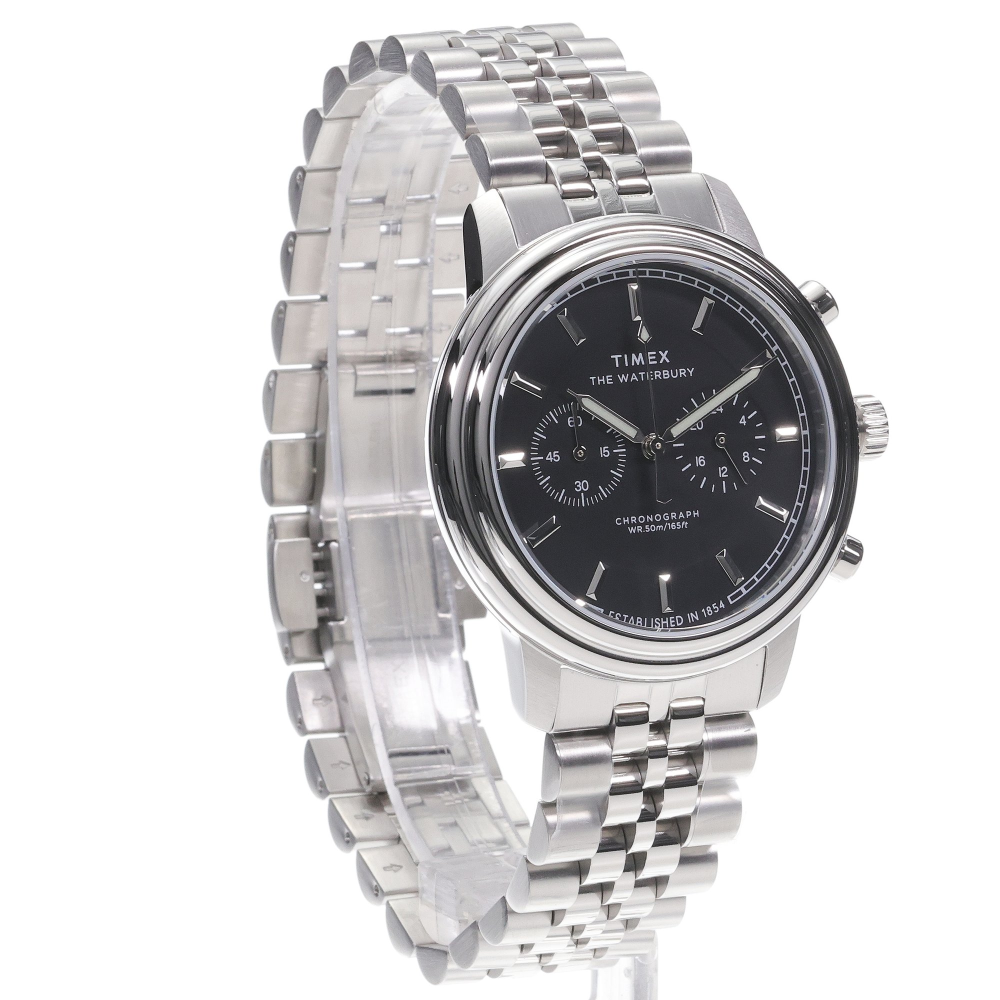 Timex TW2Y23400 Waterbury Metropolitan Chronograph 41mm Stainless Steel Bracelet Waterbury klasyczny zegarek srebrny - miniatura 3