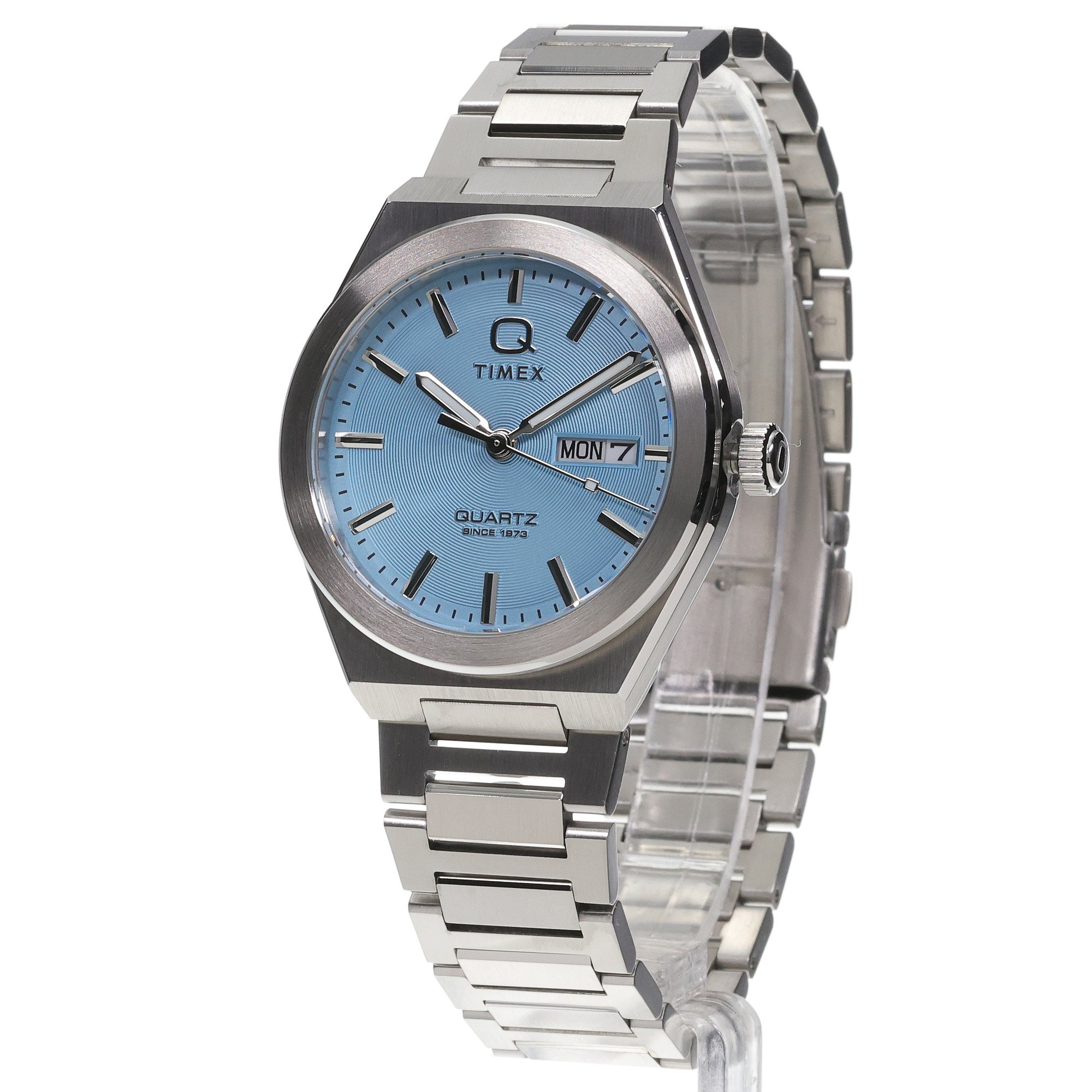 Timex TW2Y35200 Q Timex Continental Day and Date 39mm Stainless Steel Bracelet Watch Classic klasyczny zegarek srebrny - miniatura 2