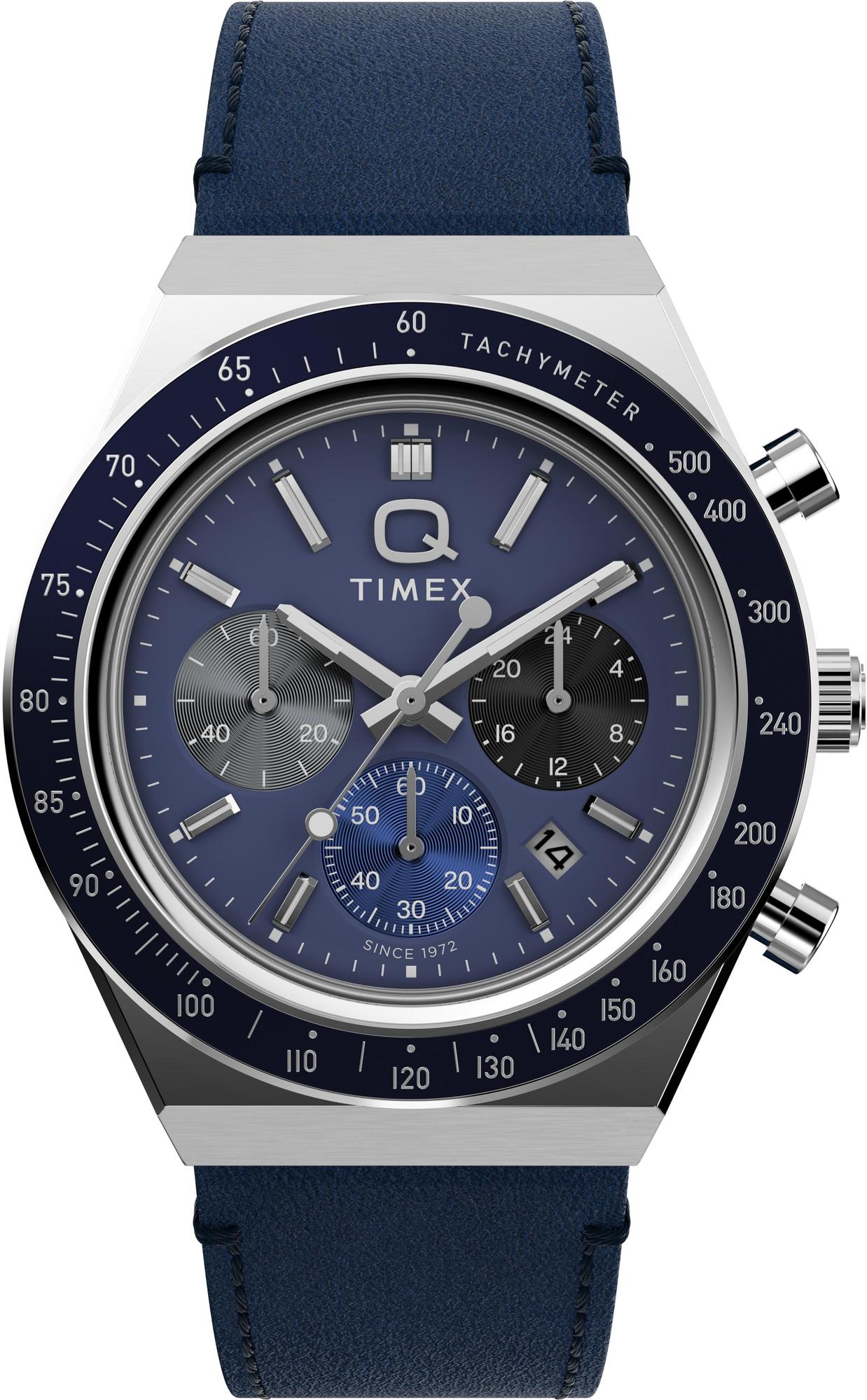 Q Timex® Chronograph 40mm Leather Strap Watch Timex TW2Y36100 