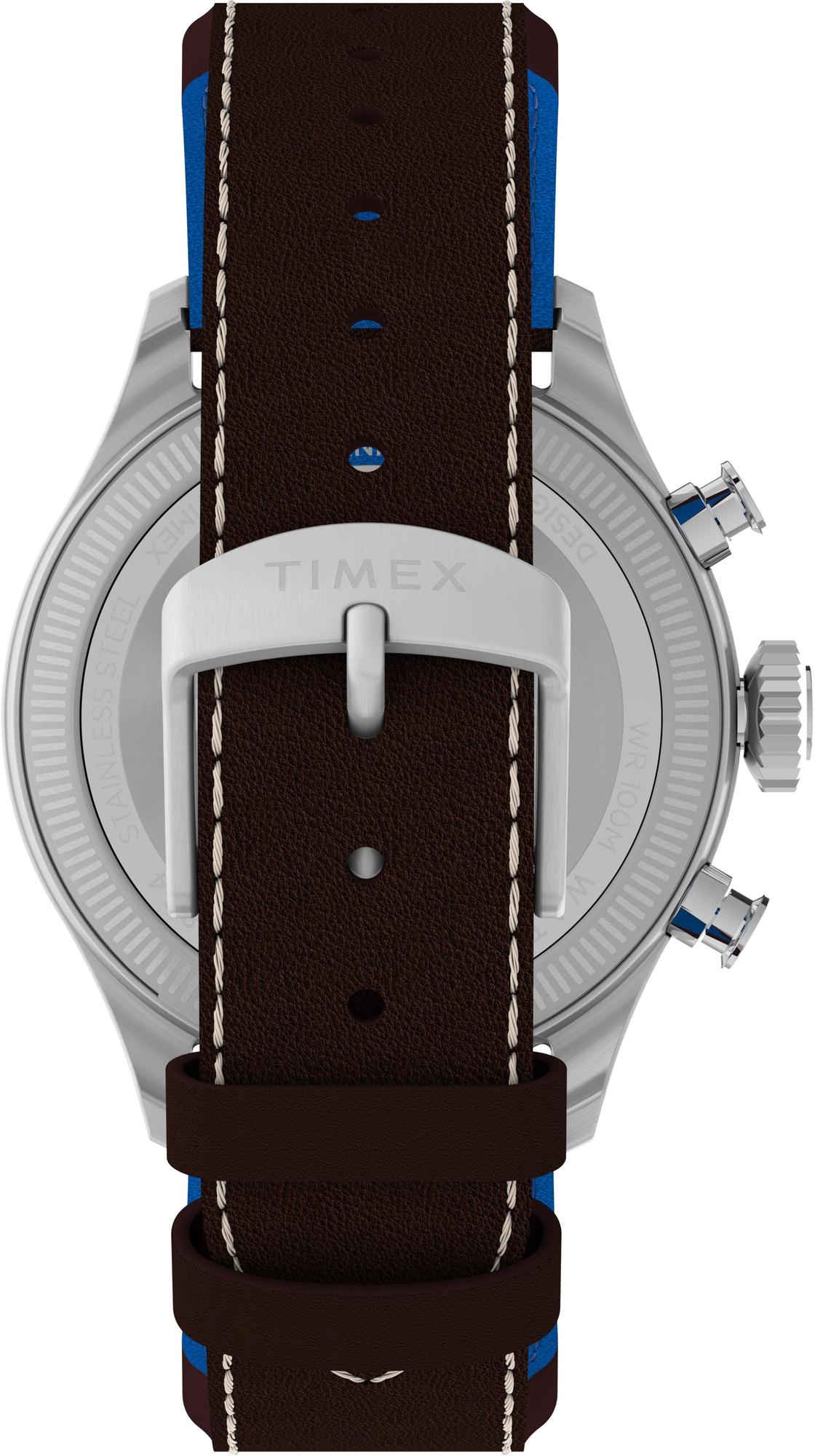 Timex TW2Y38700 Timex x Pan Am Waterbury Ace Chronograph 41mm Leather Strap Watch zegarek - miniatura 8