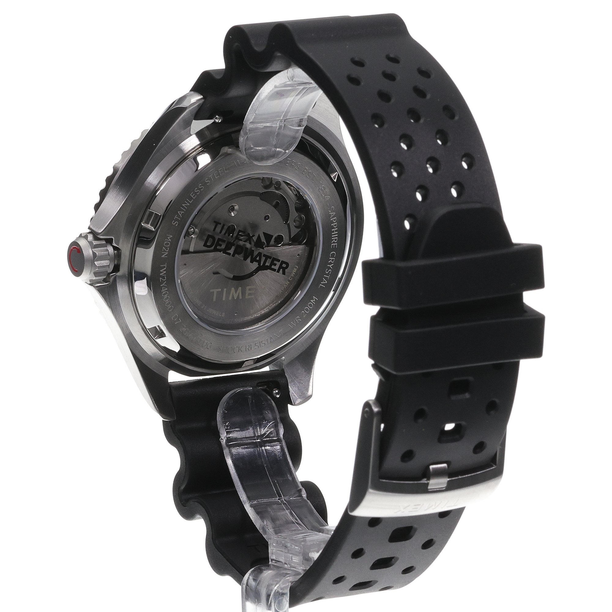 Timex TW2Y40000 Deepwater Meridian 200 Automatic 44mm Synthetic Rubber Strap Watch Timex typudiver zegarek srebrny - miniatura 4