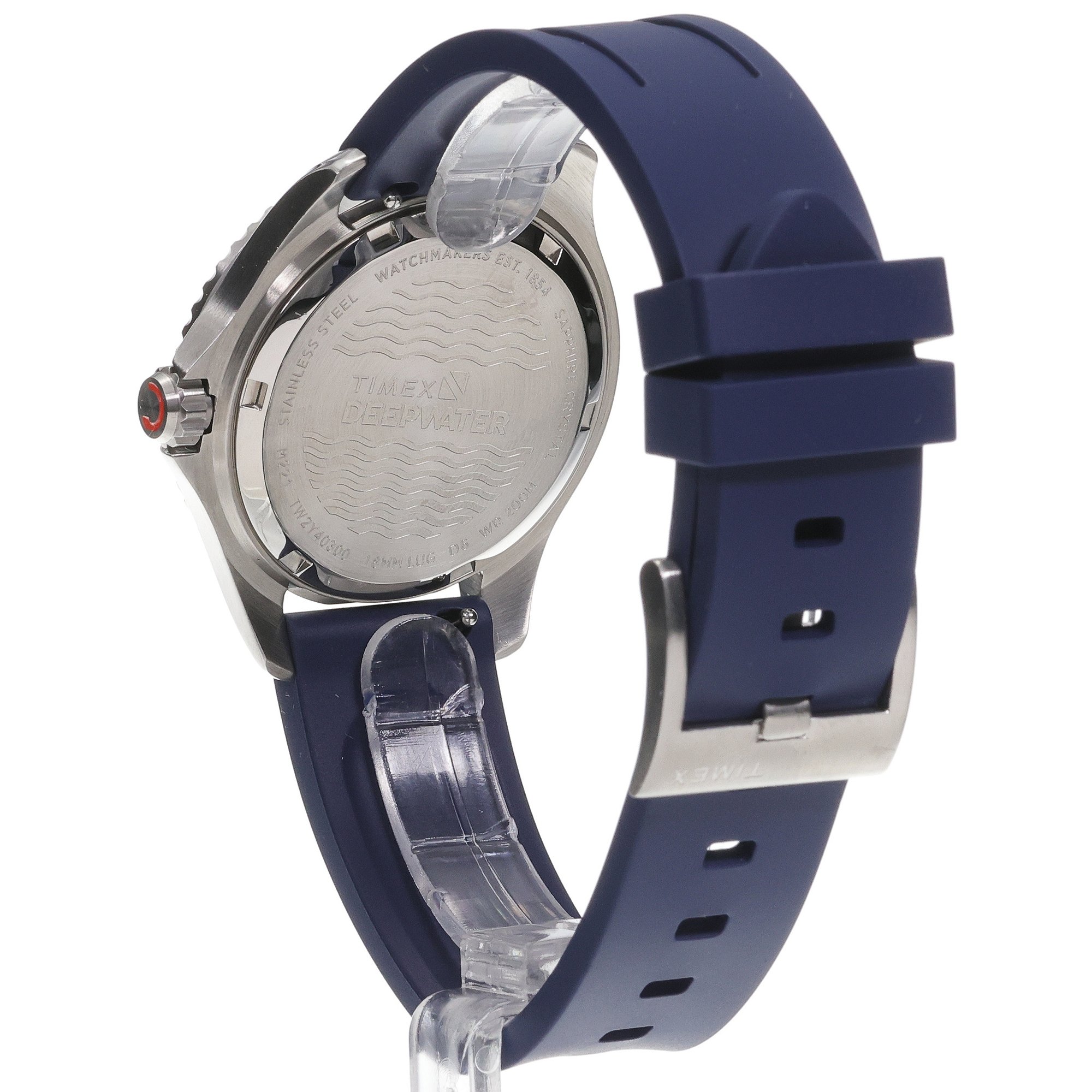 Timex TW2Y40300 Deepwater Meridian 200 38mm Synthetic Rubber Strap Watch Timex typudiver zegarek srebrny - miniatura 4