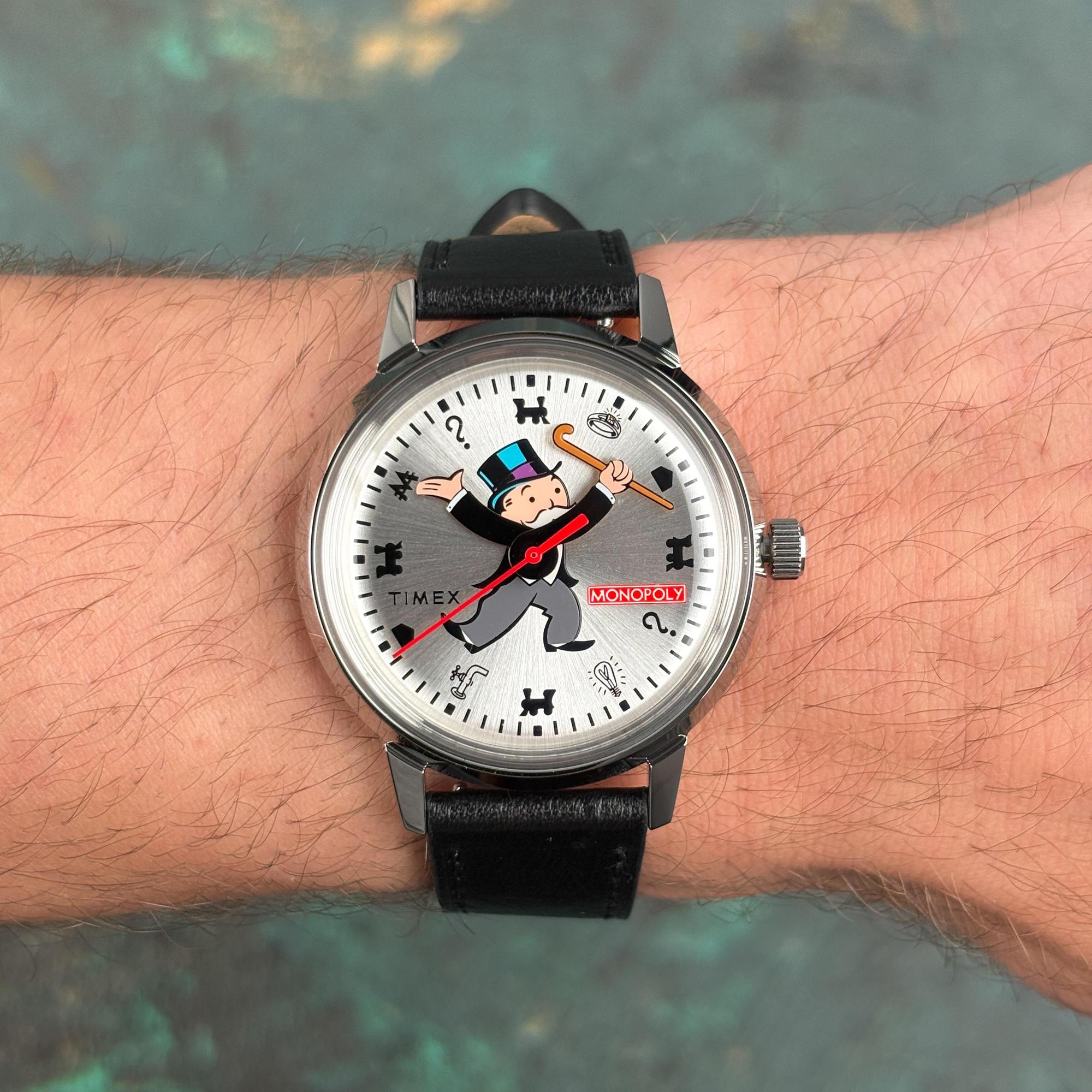 Timex TW2Y46900 Timex x Monopoly Marlin 38mm Leather Strap Watch Lab Collab klasyczny zegarek srebrny - miniatura 9
