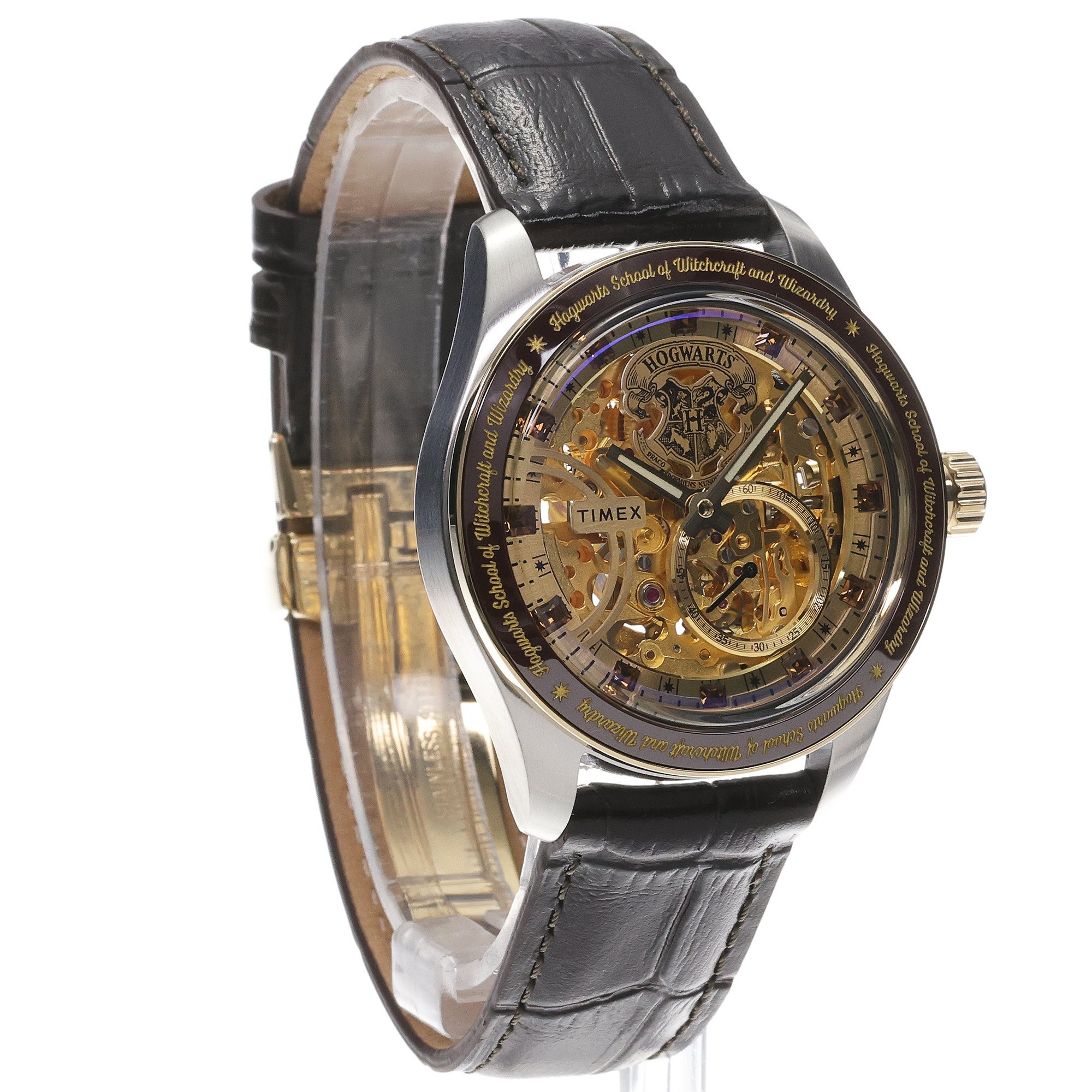 Timex TW2Y75500 Harry Potter x Timex Waterbury Skeleton Automatic 39mm Leather Strap Watch Waterbury fashion-modowy zegarek srebrny - miniatura 3