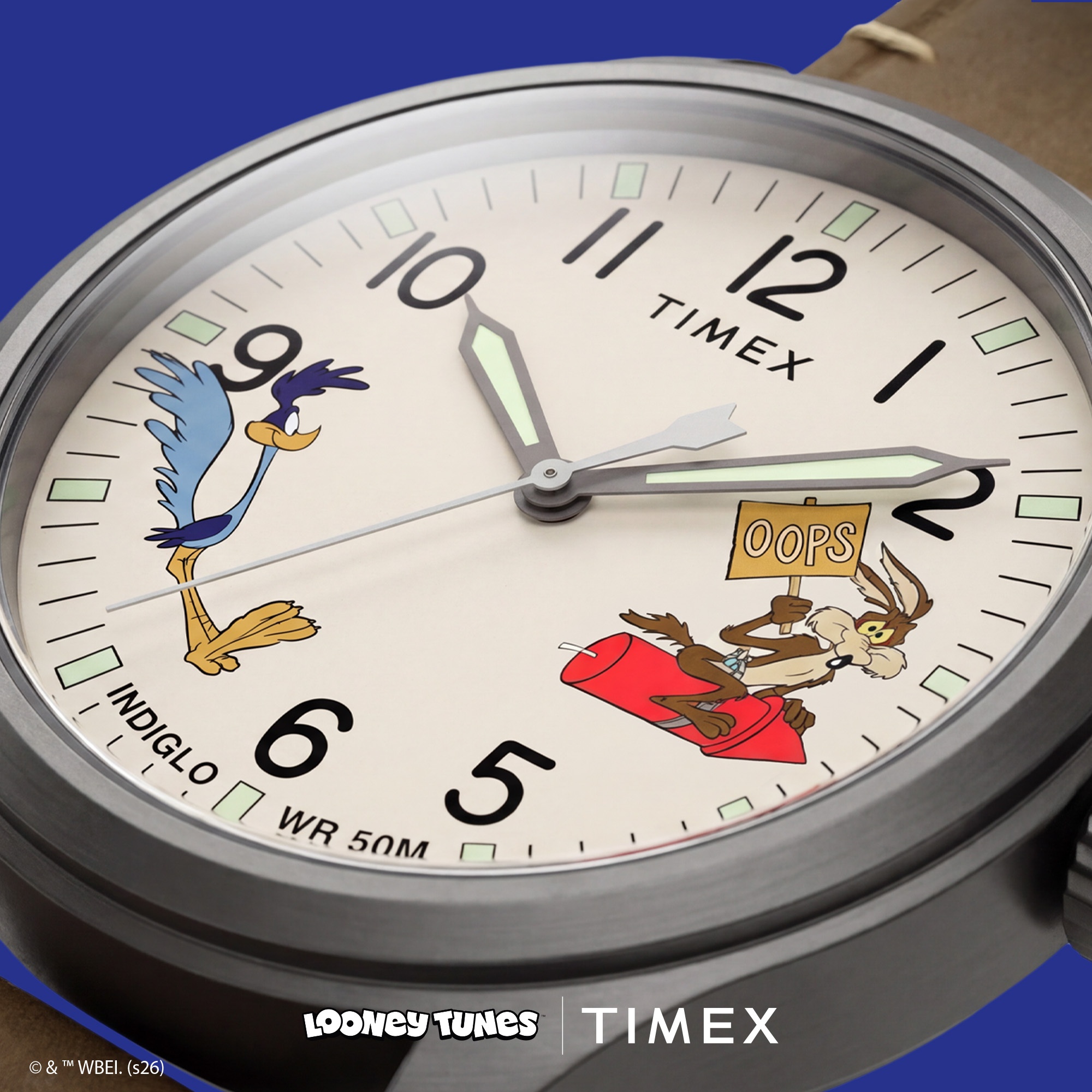 Timex TW2Y99400 Expedition Looney Tunes Road Runner Wile E Coyote x Timex Expedition Scout 40mm Leather Strap Watch zegarek