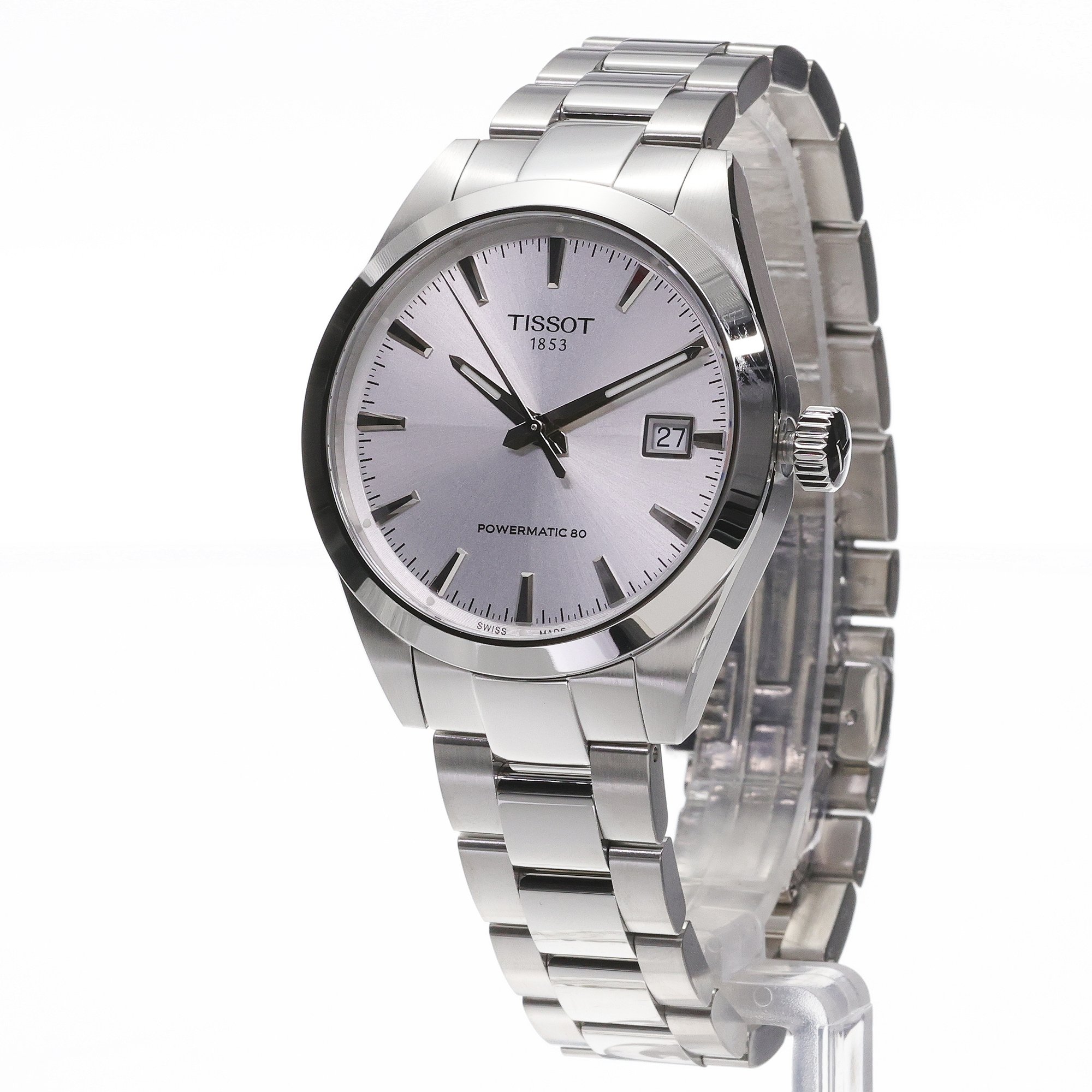 Tissot T1658071103100 Gentleman 38mm Powermatic 80 Silver Dial Gentleman klasyczny zegarek srebrny