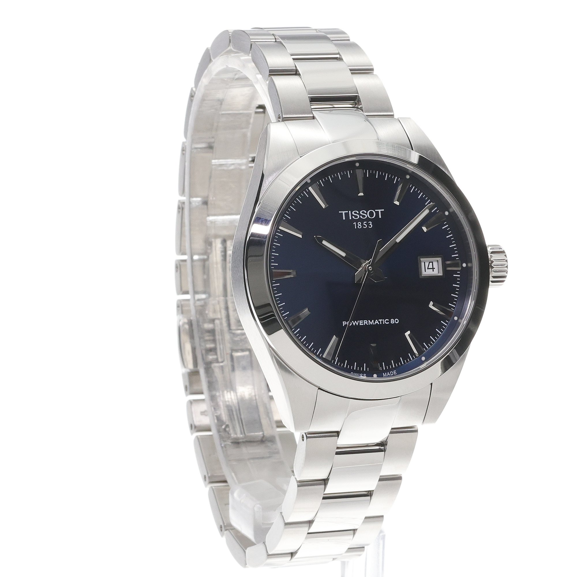 Tissot T1658071104100 Gentleman Gentleman 38mm Powermatic 80 Blue Dial zegarek męski klasyczny szafirowe - miniatura 3