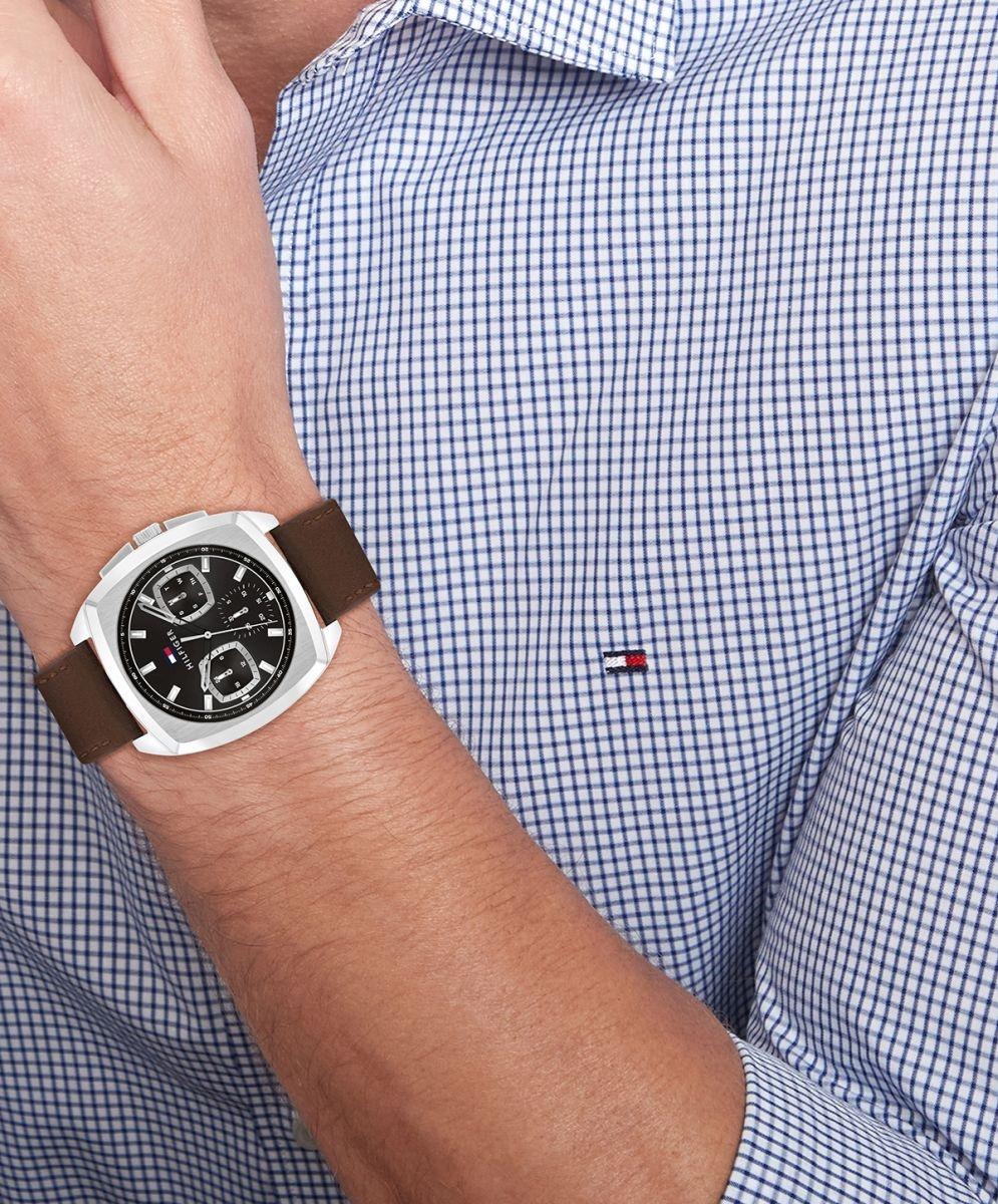 Tommy Hilfiger 1710555 Brown Leather Strap 41mm zegarek fashion-modowy Męskie - miniatura 4
