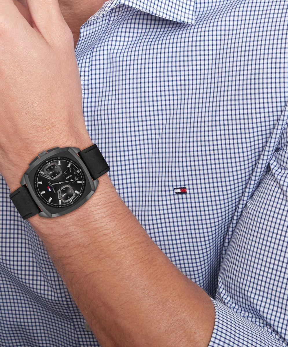 Tommy Hilfiger 1710556 Black Leather Strap 41mm zegarek fashion-modowy Męskie - miniatura 4