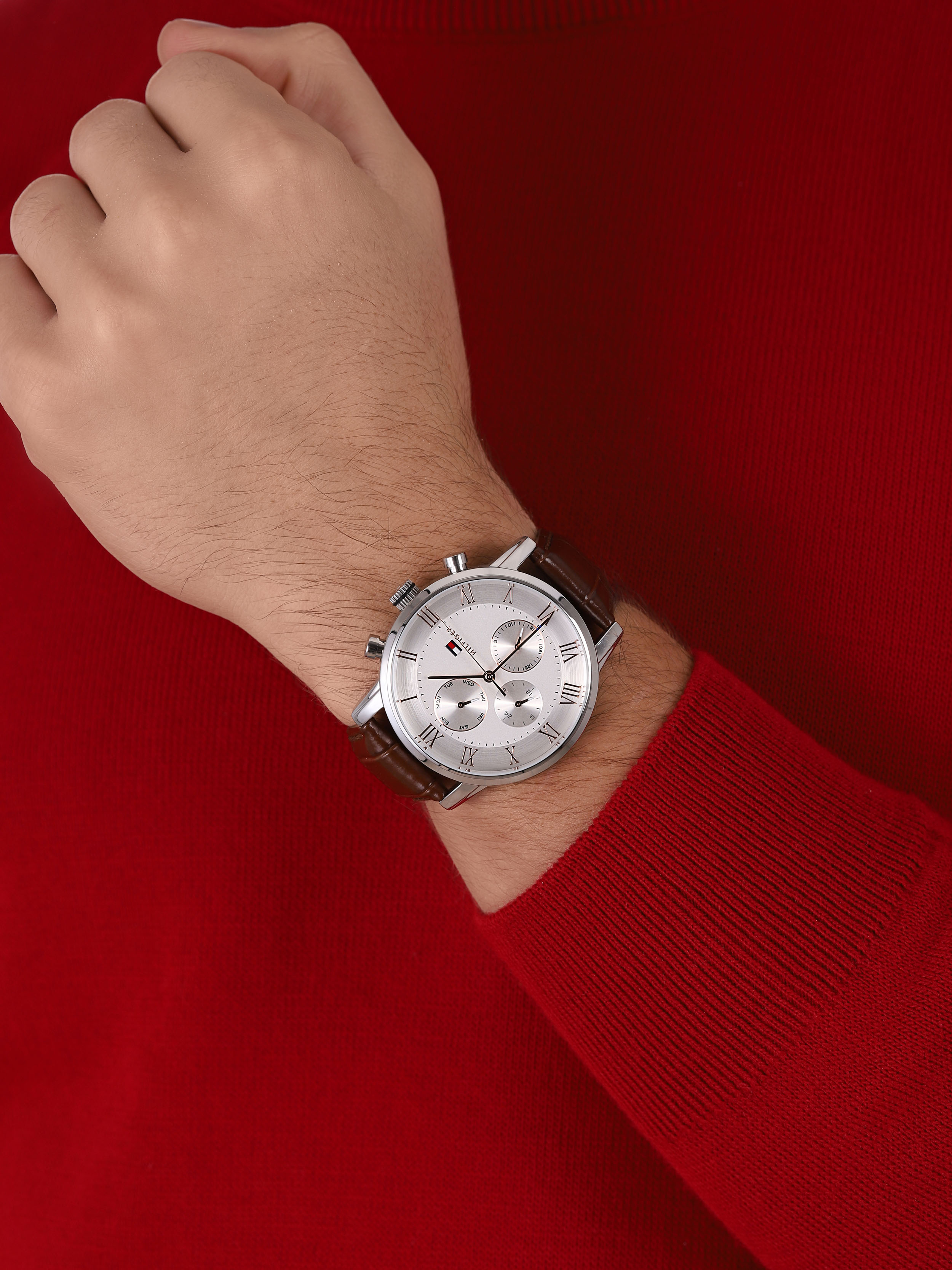 Tommy Hilfiger 1791400 zegarek srebrny klasyczny Męskie pasek