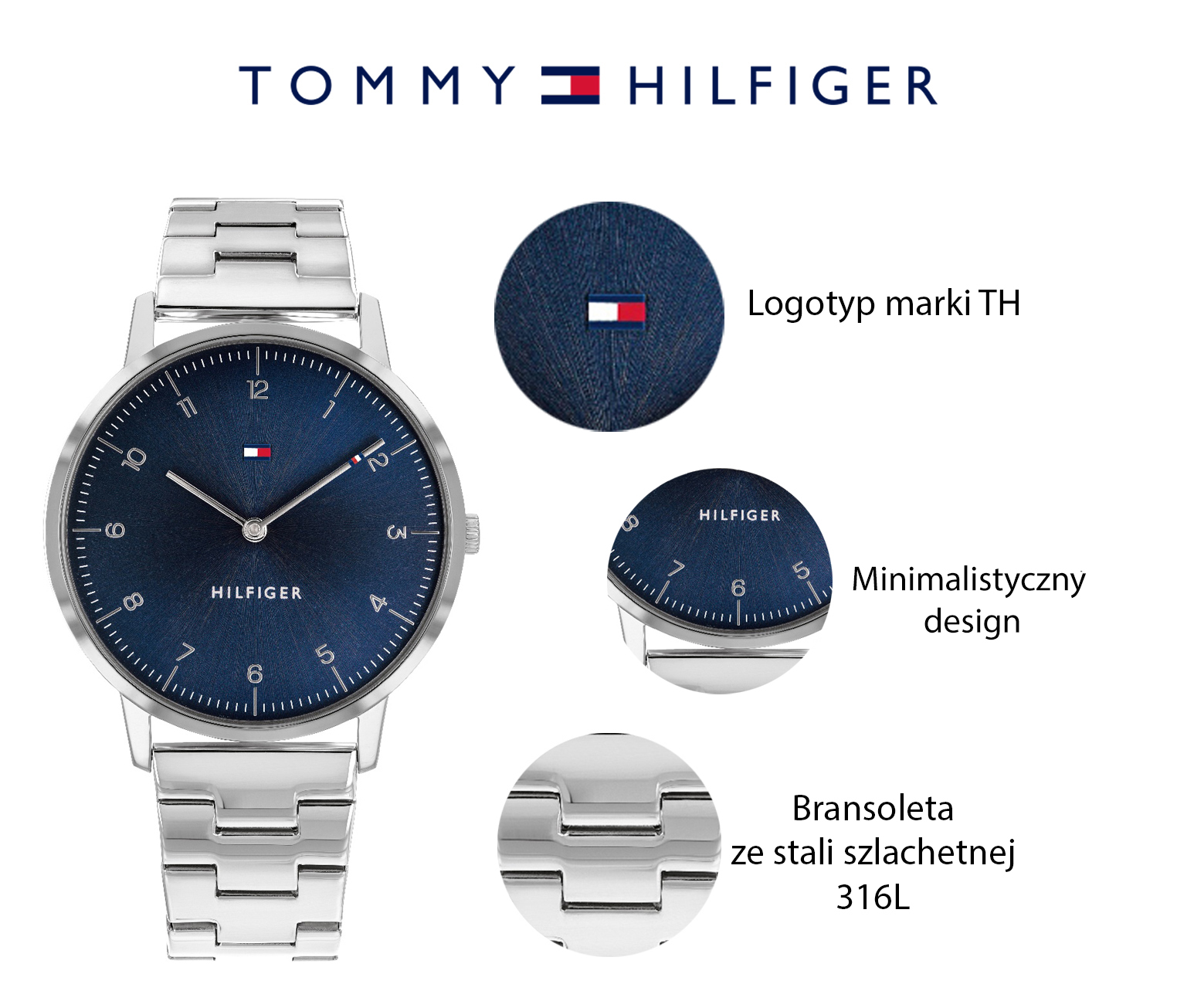 Tommy Hilfiger 1791581 zegarek srebrny fashion/modowy Męskie bransoleta - miniatura 5