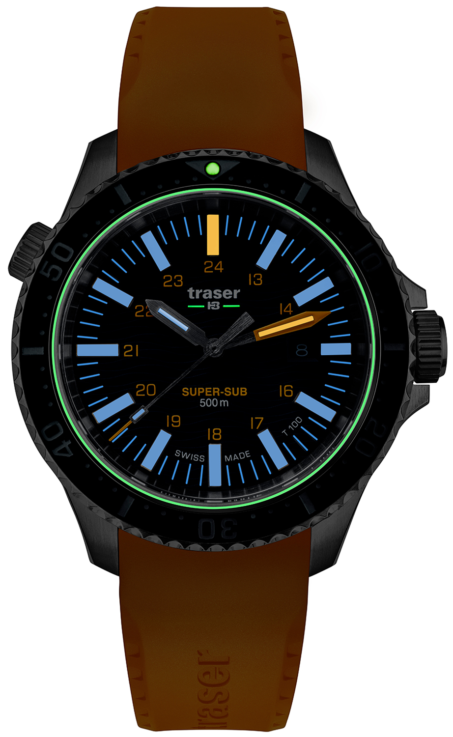 Traser TS-109371 v1 P67 SuperSub Diver Blue T100 Yellow Rubber Strap zegarek sportowy P67 SuperSub - miniatura 3