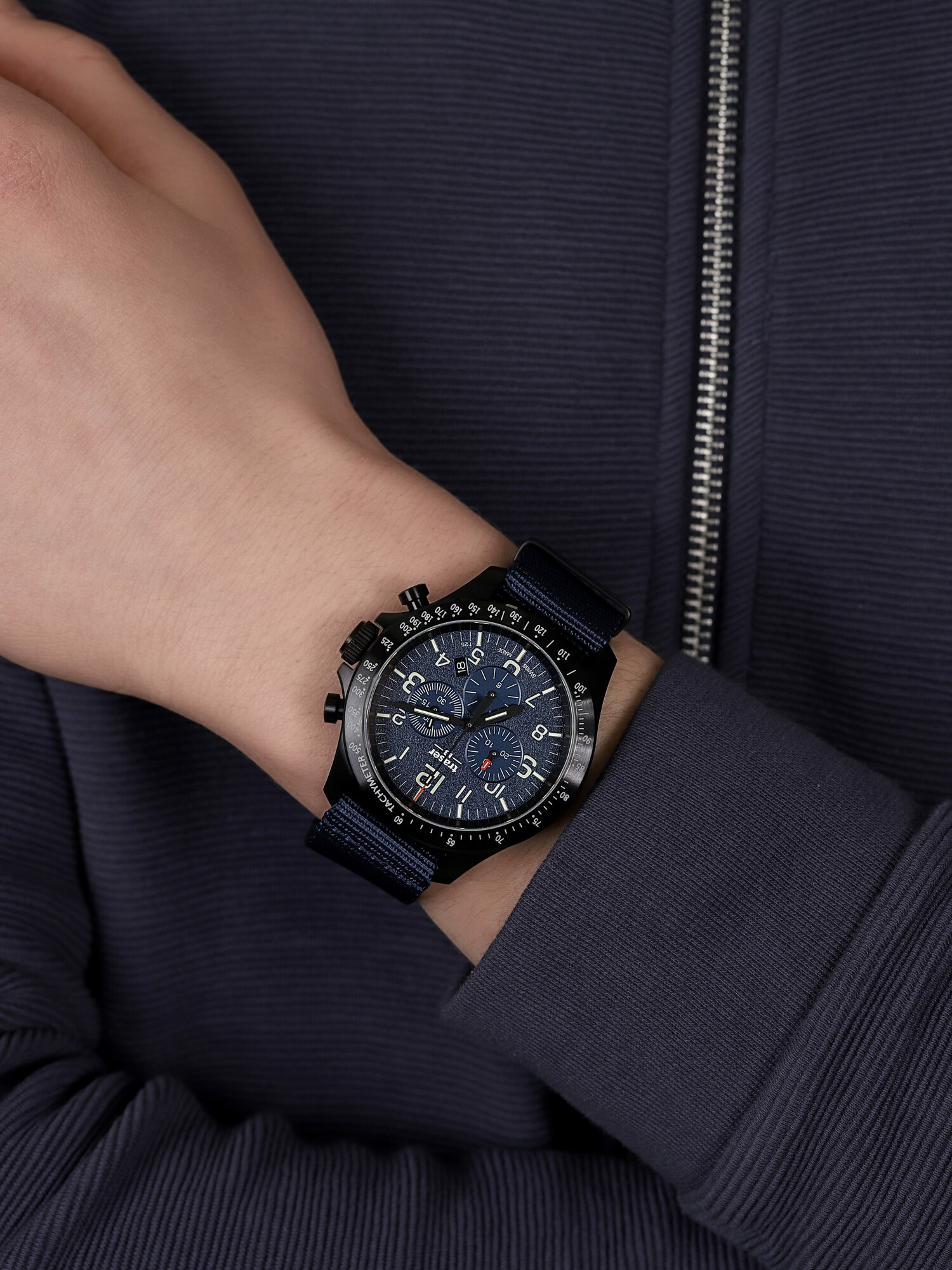 Traser TS-109461 P67 Officer Pro Chronograph Blue NATO P67 Officer Pro Chronograph wojskowy zegarek czarny