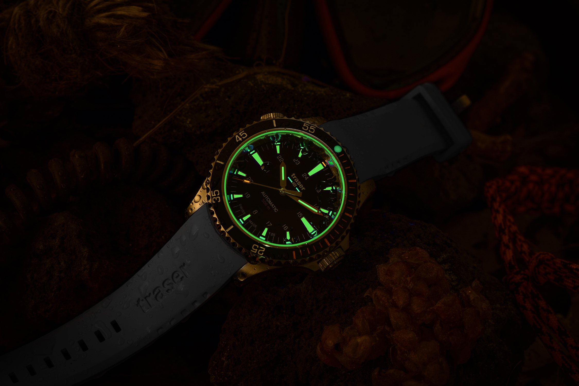Traser TS-110322 P67 SuperSub Diver Automatic Black T25 Rubber Strap P67 SuperSub sportowy zegarek srebrny - miniatura 9