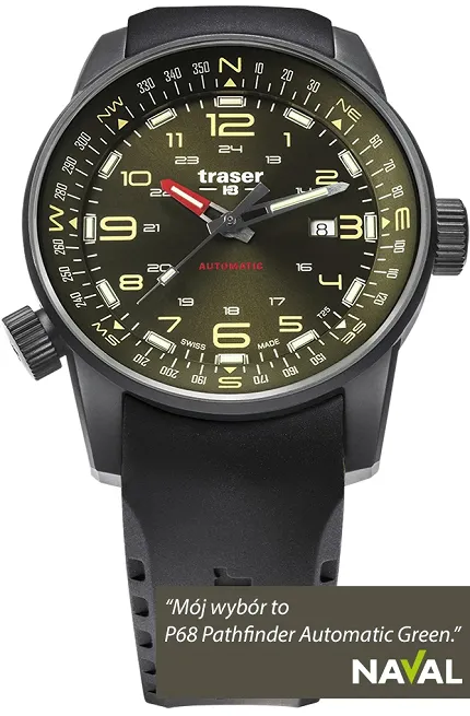 Traser TS-110457 P68 Pathfinder P68 Pathfinder Automatic Green Rubber Strap - zdjęcie 1