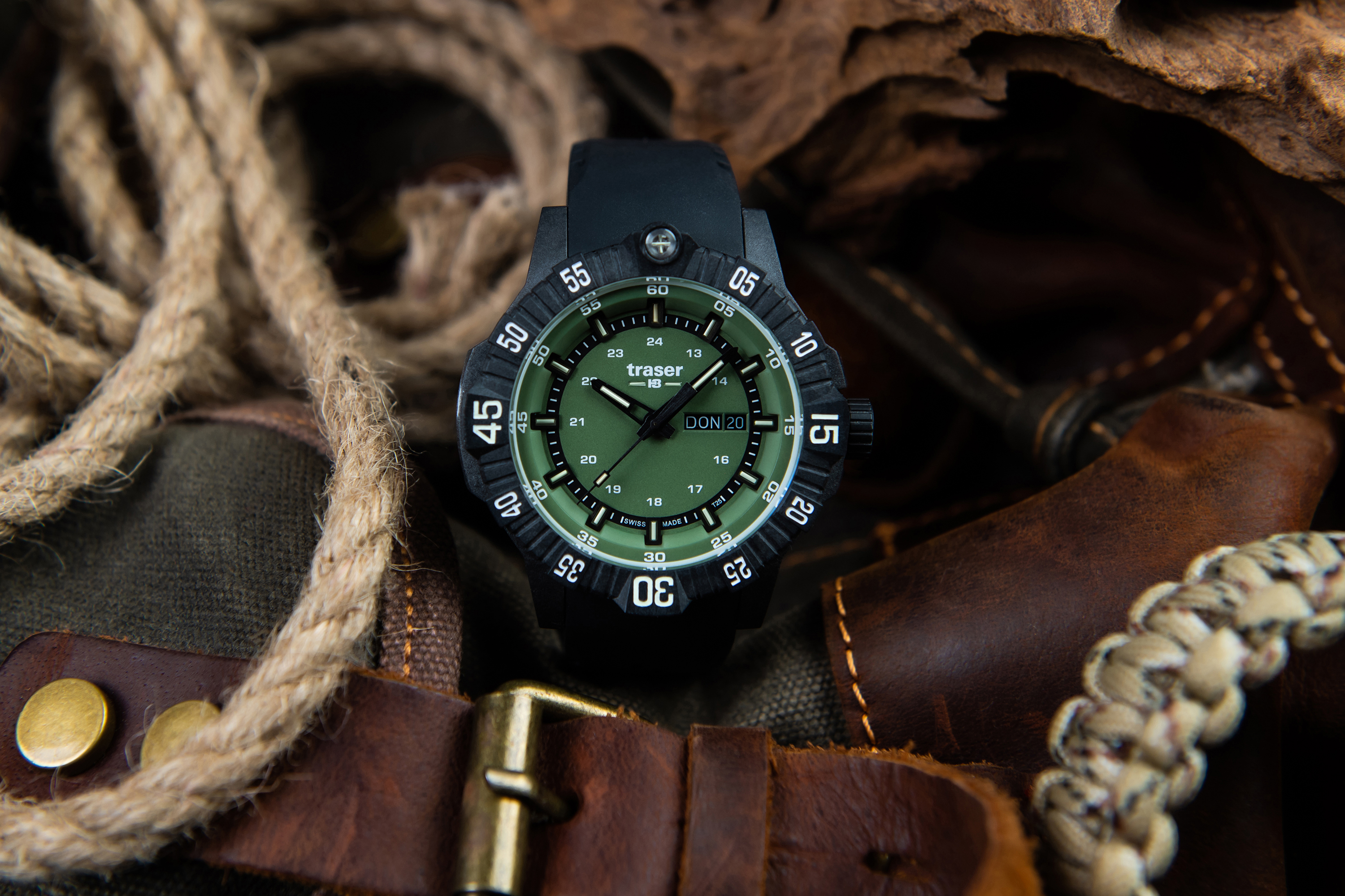 Traser TS-110727 P99 Q Tactical Green Rubber Strap zegarek wojskowy P99 Q Tactical