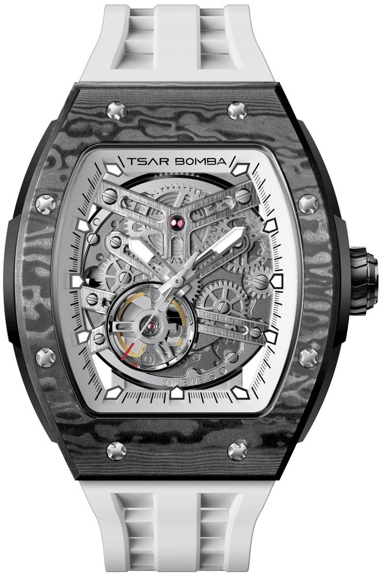 Tsar Bomba Elemental Carbon Fiber Automatic Black White TB8228CF-03