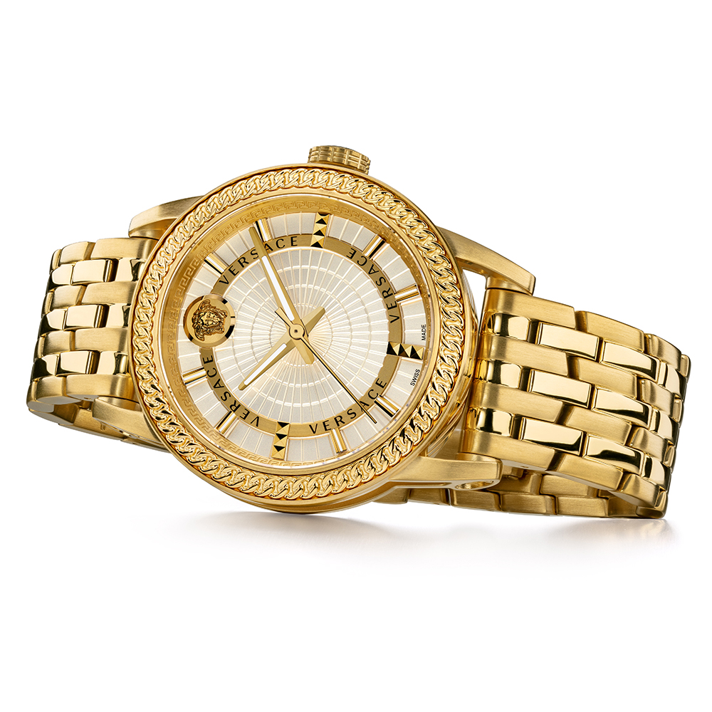 Versace VEPO00420 zegarek złoty klasyczny CODE pasek - miniatura 4