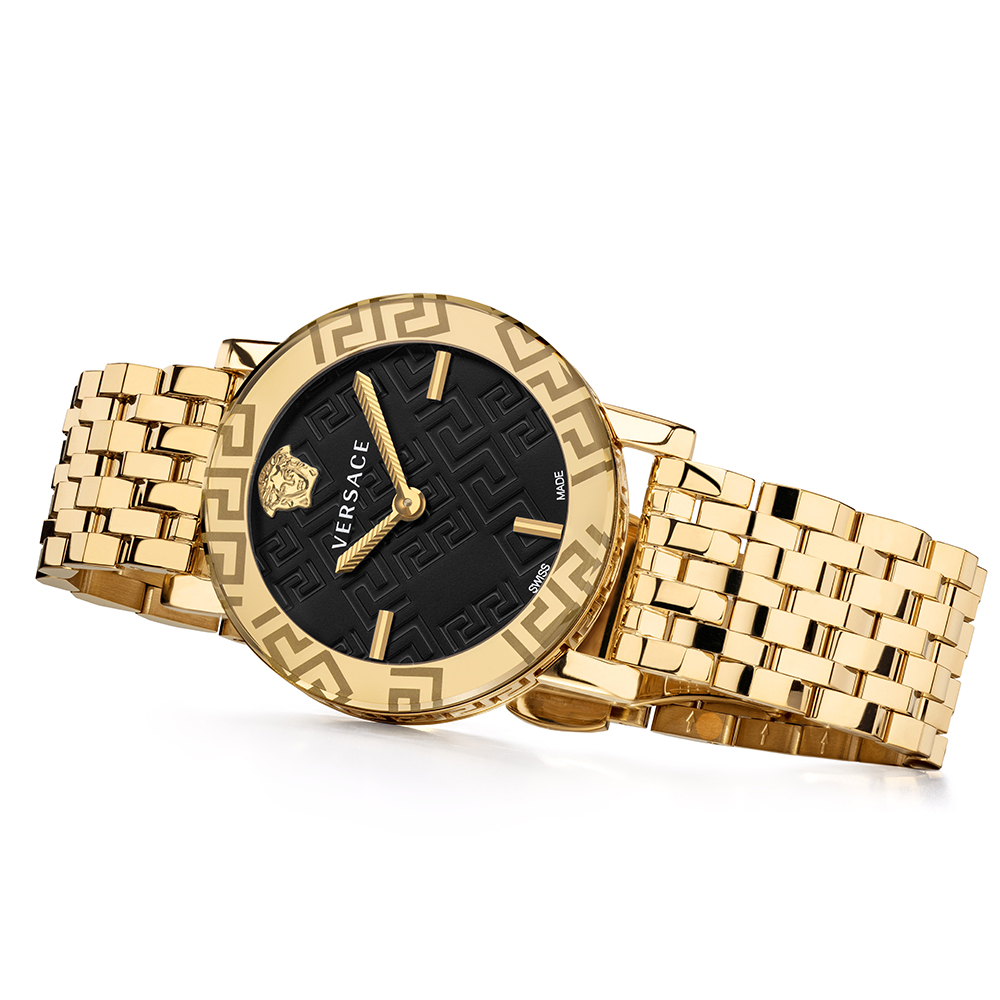 Versace VEU300621 zegarek czarny klasyczny GRECA bransoleta - miniatura 4