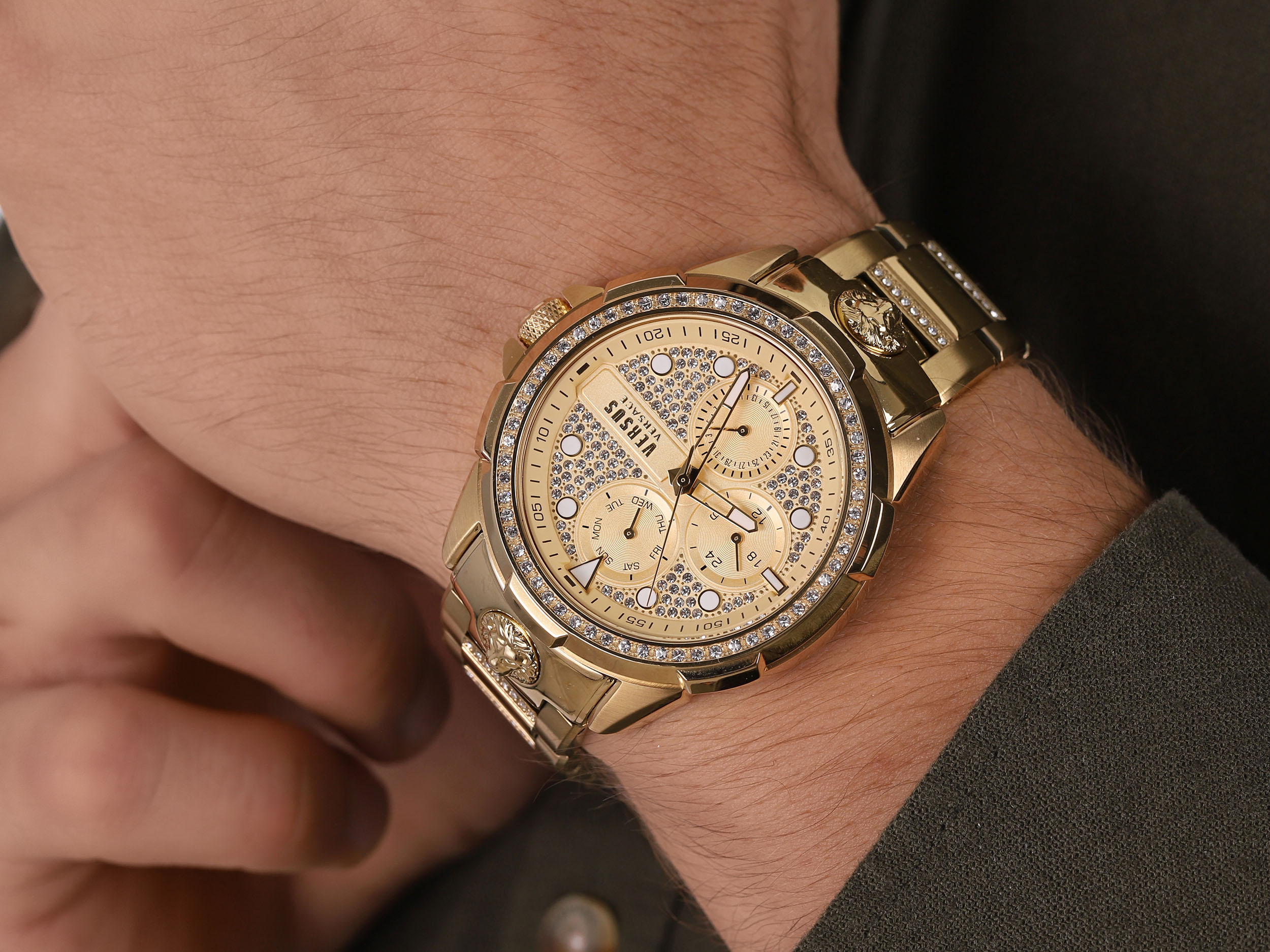 Versus Versace VSP1M0521 zegarek złoty klasyczny Męskie bransoleta - miniatura 4