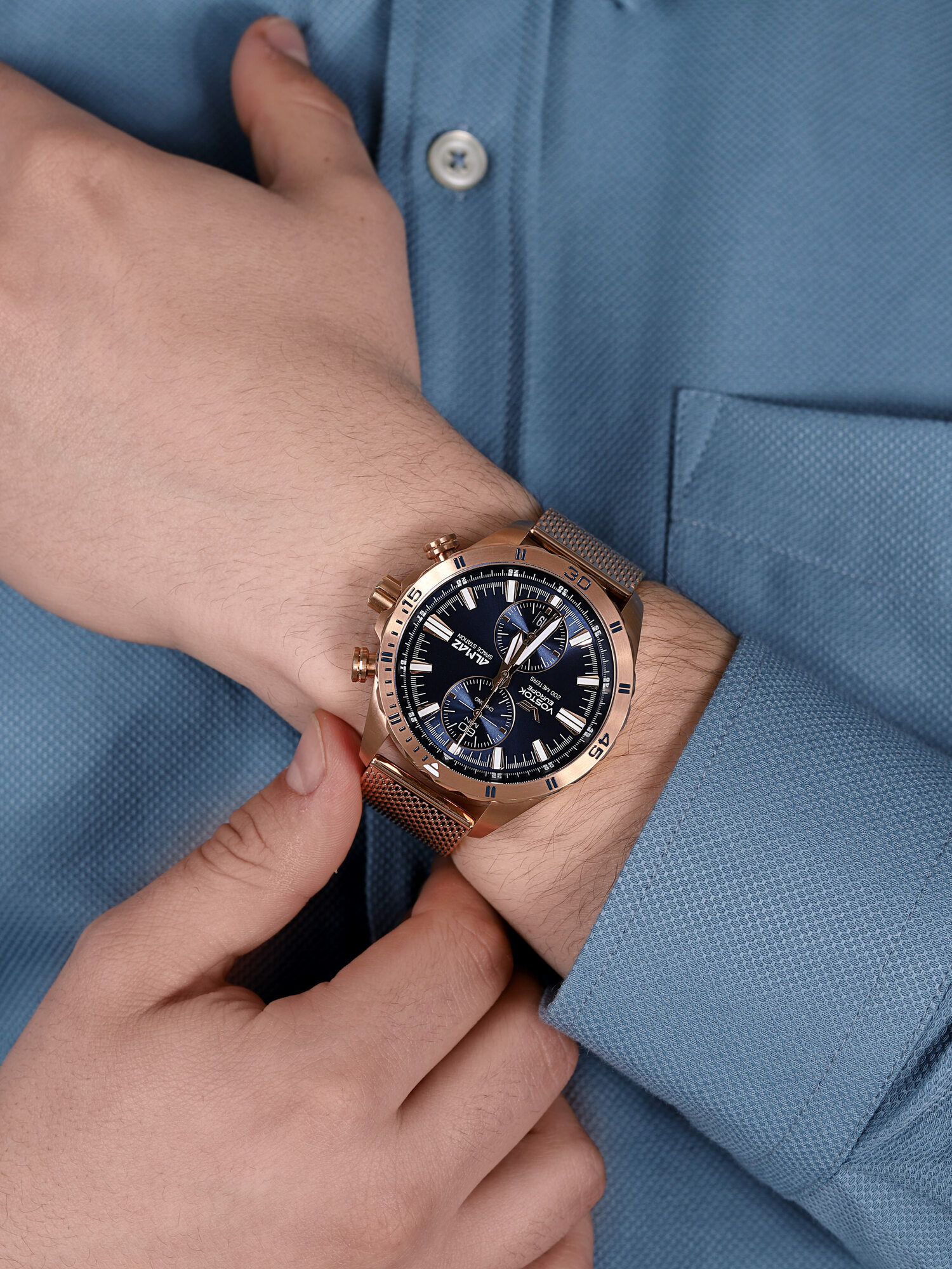 Vostok Europe 6S11-320B262B zegarek różowe złoto klasyczny Almaz bransoleta