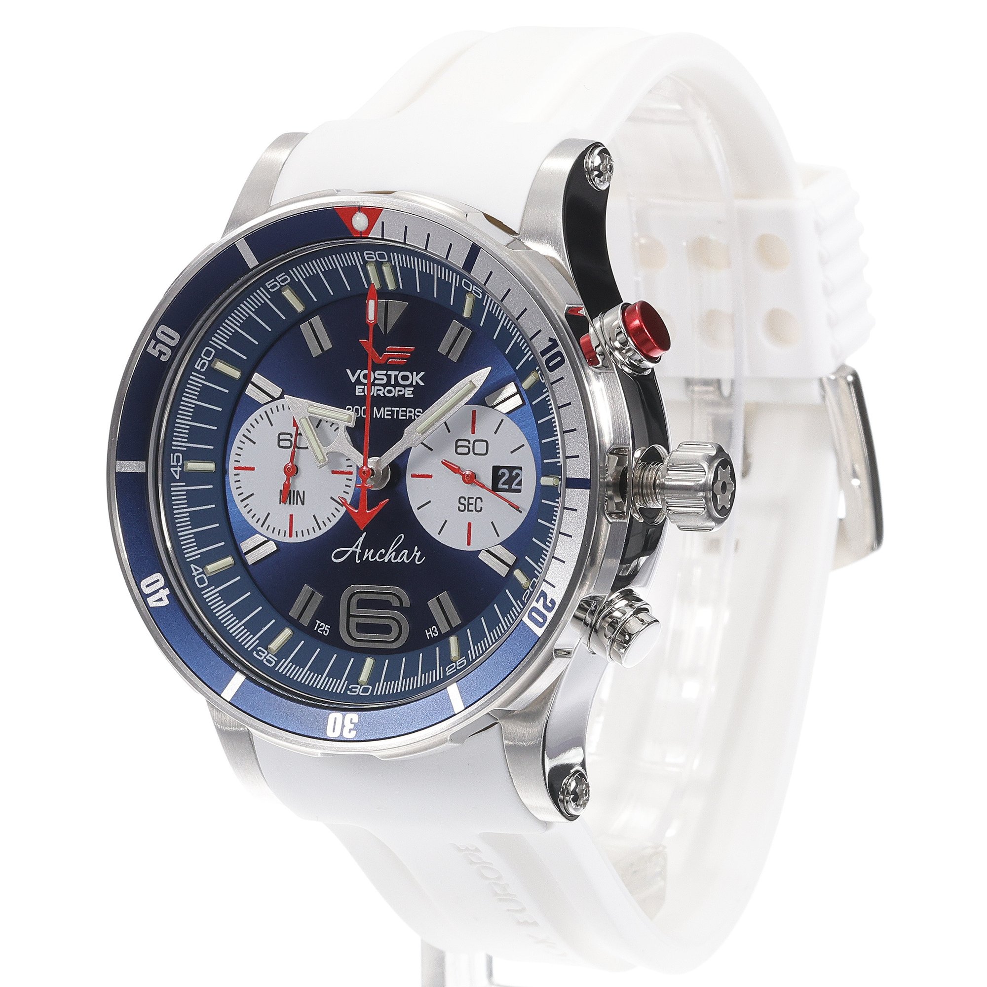 Vostok Europe 6S21-510A583SW zegarek srebrny sportowy Anchar pasek