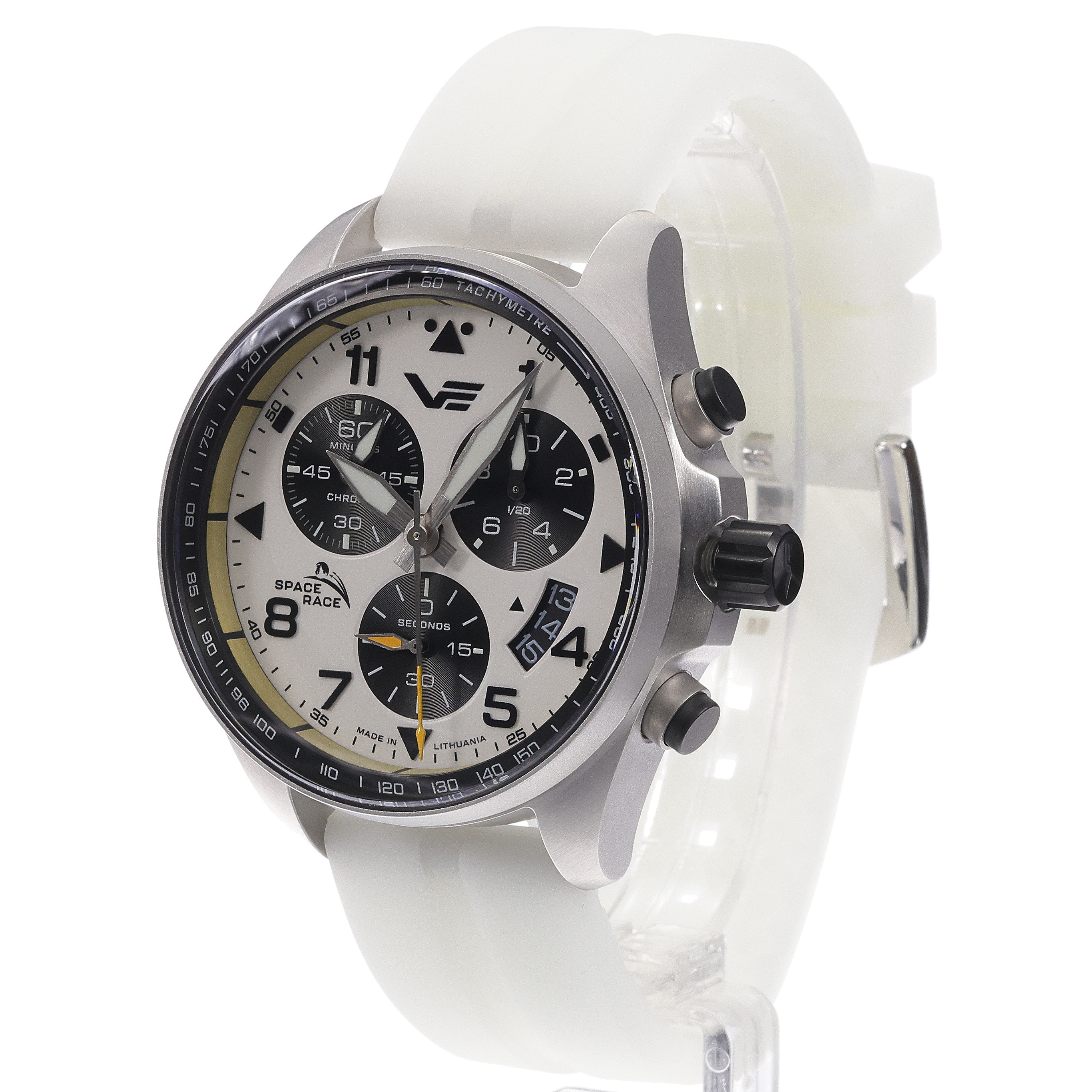 Vostok Europe 6S30-325A743SWL Space Race White Chrono Space Race sportowy zegarek srebrny