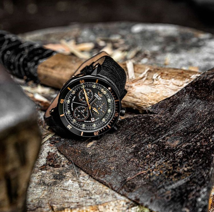 Vostok Europe 6S30-6203211S zegarek czarny klasyczny Lunokhod pasek