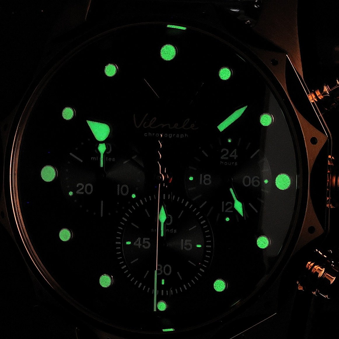 Vostok Europe JS20-125B751 Vilnele Chronograph 39mm Vilnele elegancki zegarek różowe złoto